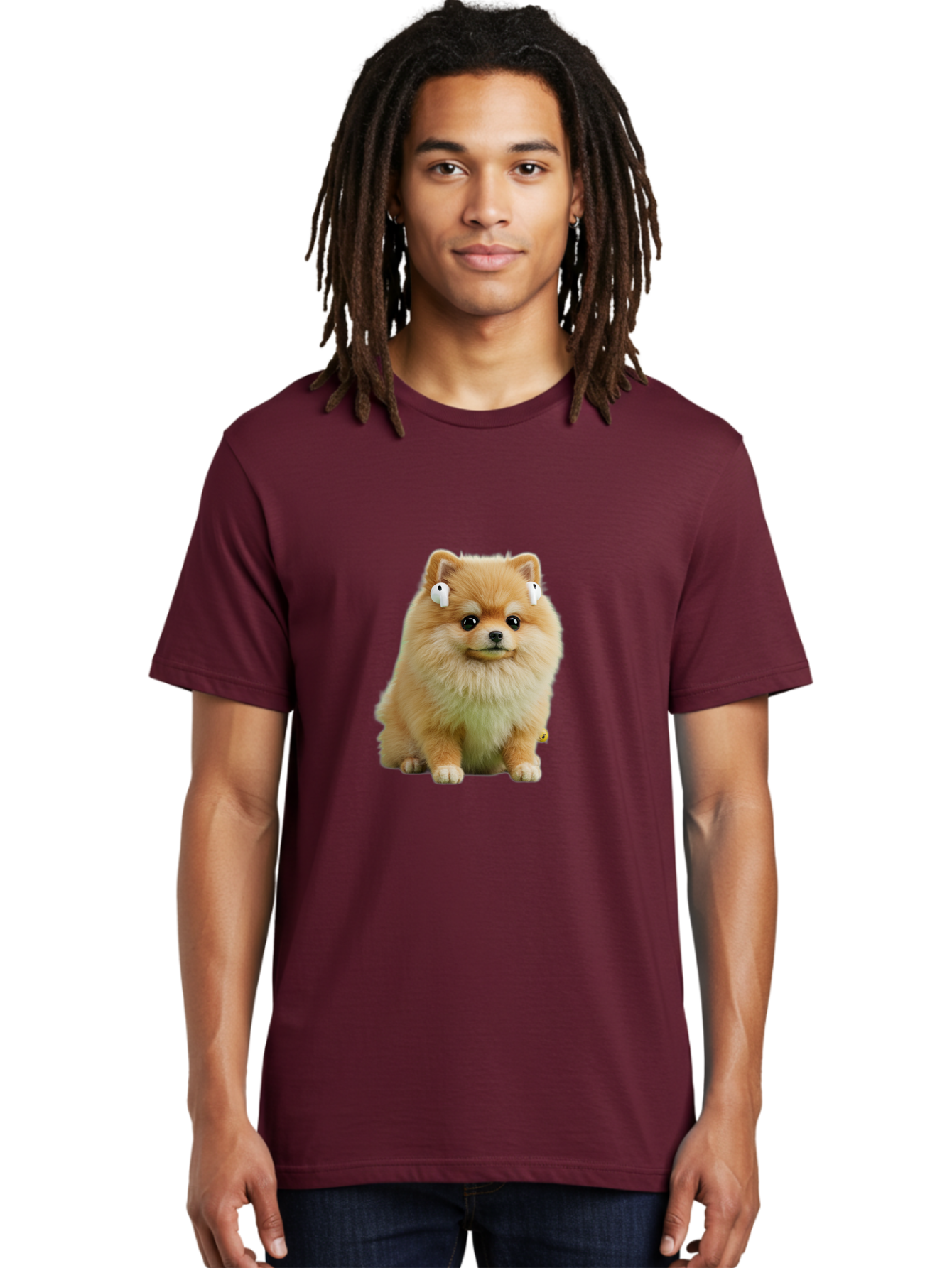 Pomeranian-With-Earbuds Men'S Graphic Tee, 100% Cotton, Comfortable Casual Summer Wear, Machine Washable, Vintage Camera, Old Camera, Antique Camera, Black Camera, Classic Photography, Photography Equipment, Nostalgic Device, Film Camera, Bai234