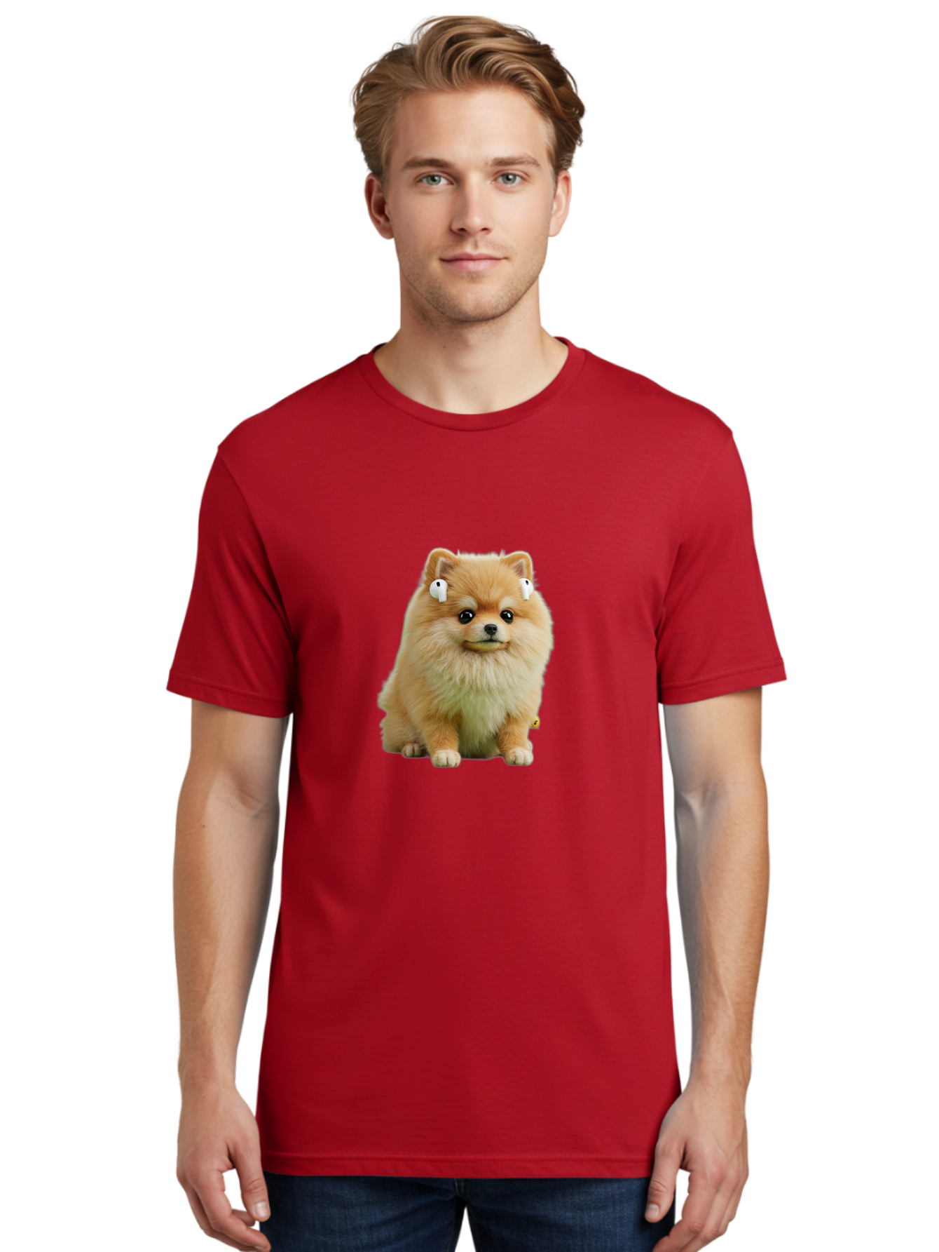 Pomeranian-With-Earbuds Men'S Graphic Tee, 100% Cotton, Comfortable Casual Summer Wear, Machine Washable, Vintage Camera, Old Camera, Antique Camera, Black Camera, Classic Photography, Photography Equipment, Nostalgic Device, Film Camera, Bai234