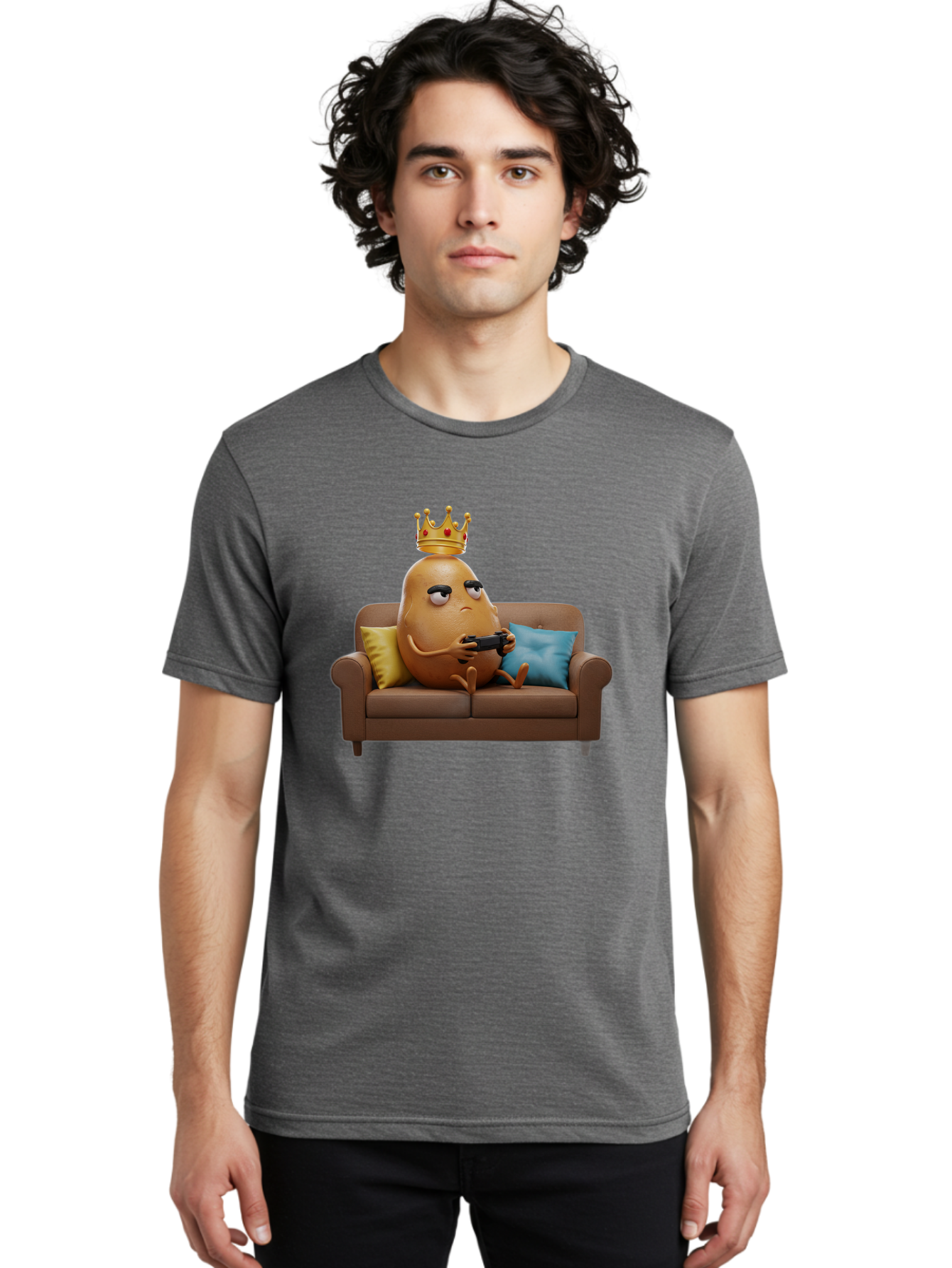 Potato-With-Crown-1 Men'S Graphic Tee, 100% Cotton, Comfortable Casual Summer Wear, Machine Washable, Vintage Camera, Old Camera, Antique Camera, Black Camera, Classic Photography, Photography Equipment, Nostalgic Device, Film Camera, Bai250