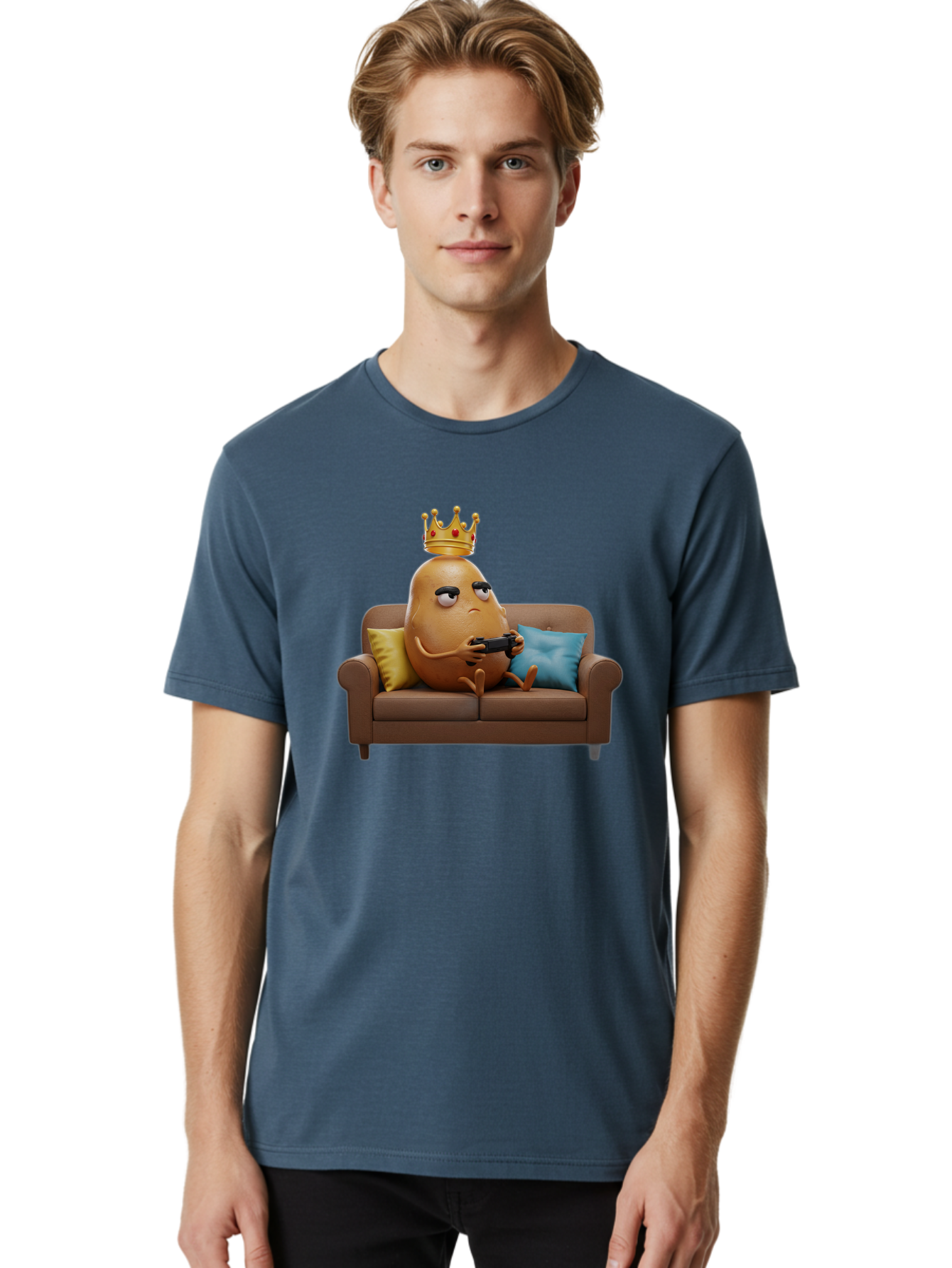 Potato-With-Crown-1 Men'S Graphic Tee, 100% Cotton, Comfortable Casual Summer Wear, Machine Washable, Vintage Camera, Old Camera, Antique Camera, Black Camera, Classic Photography, Photography Equipment, Nostalgic Device, Film Camera, Bai250