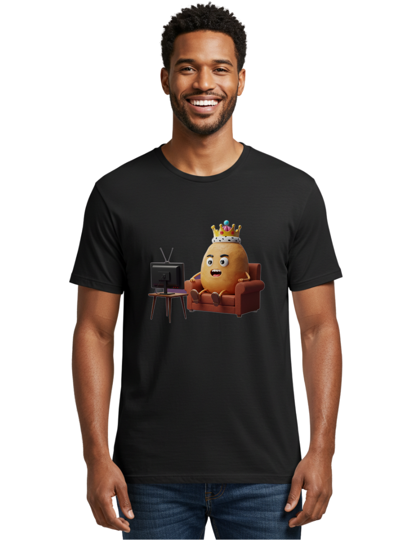 Potato-With-Crown Men'S Graphic Tee, 100% Cotton, Comfortable Casual Summer Wear, Machine Washable, Vintage Camera, Old Camera, Antique Camera, Black Camera, Classic Photography, Photography Equipment, Nostalgic Device, Film Camera, Camera Art Bai252