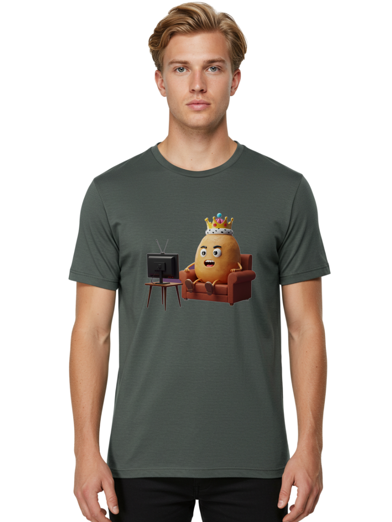 Potato-With-Crown Men'S Graphic Tee, 100% Cotton, Comfortable Casual Summer Wear, Machine Washable, Vintage Camera, Old Camera, Antique Camera, Black Camera, Classic Photography, Photography Equipment, Nostalgic Device, Film Camera, Camera Art Bai252