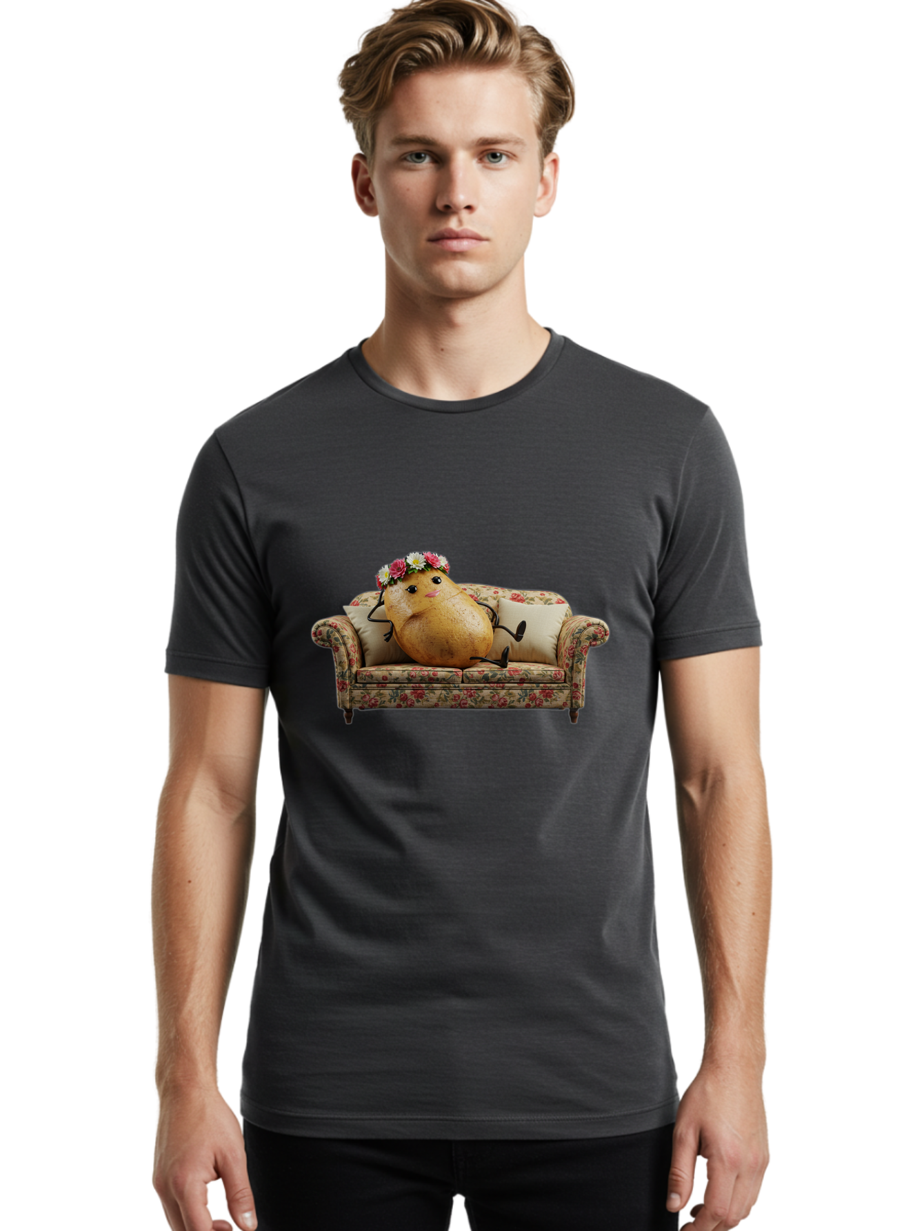 Potato-With-Flowers-On-Sofa Men'S Graphic Tee, 100% Cotton, Comfortable Casual Summer Wear, Machine Washable, Vintage Camera, Old Camera, Antique Camera, Black Camera, Classic Photography, Photography Equipment, Nostalgic Device, Film Camera, Bai253