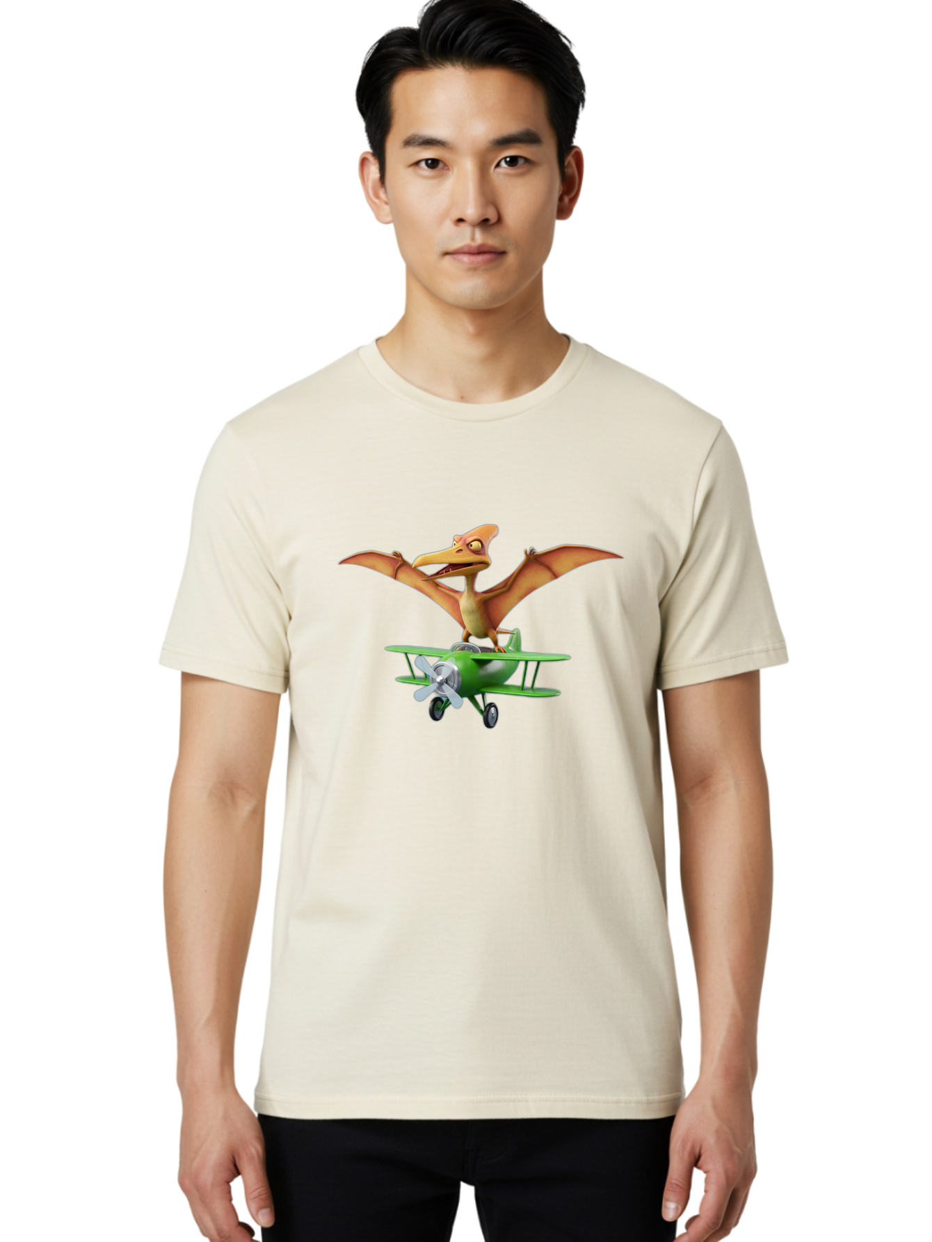 Pterodactyl-On-Plane Men'S Graphic Tee, 100% Cotton, Comfortable Casual Summer Wear, Machine Washable, Vintage Camera, Old Camera, Antique Camera, Black Camera, Classic Photography, Photography Equipment, Nostalgic Device, Film Camera, Bai255