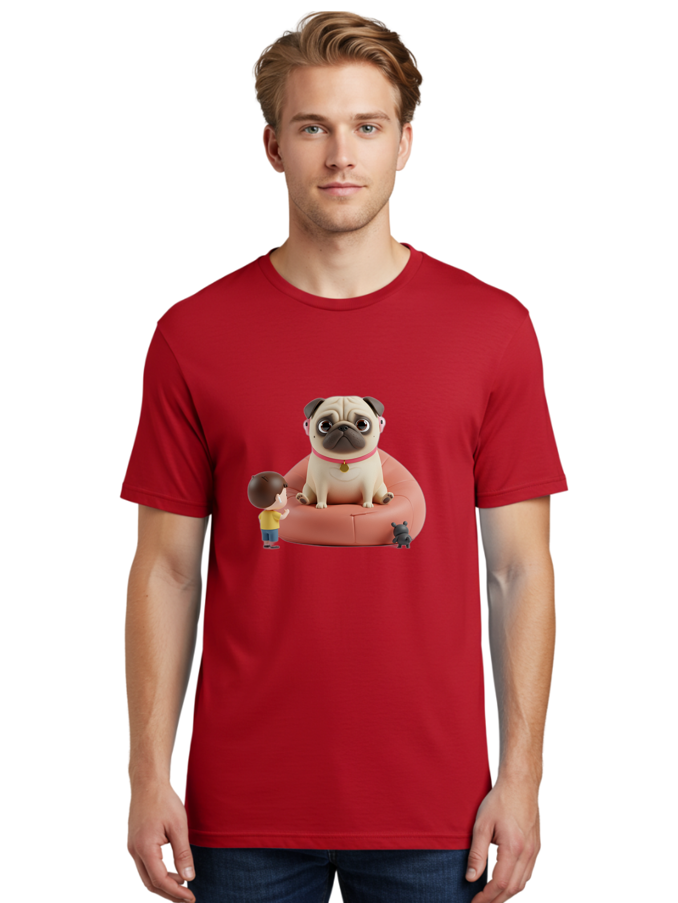 Pug-On-Bean-Bag Men'S Graphic Tee, 100% Cotton, Comfortable Casual Summer Wear, Machine Washable, Vintage Camera, Old Camera, Antique Camera, Black Camera, Classic Photography, Photography Equipment, Nostalgic Device, Film Camera, Camera Art Bai256