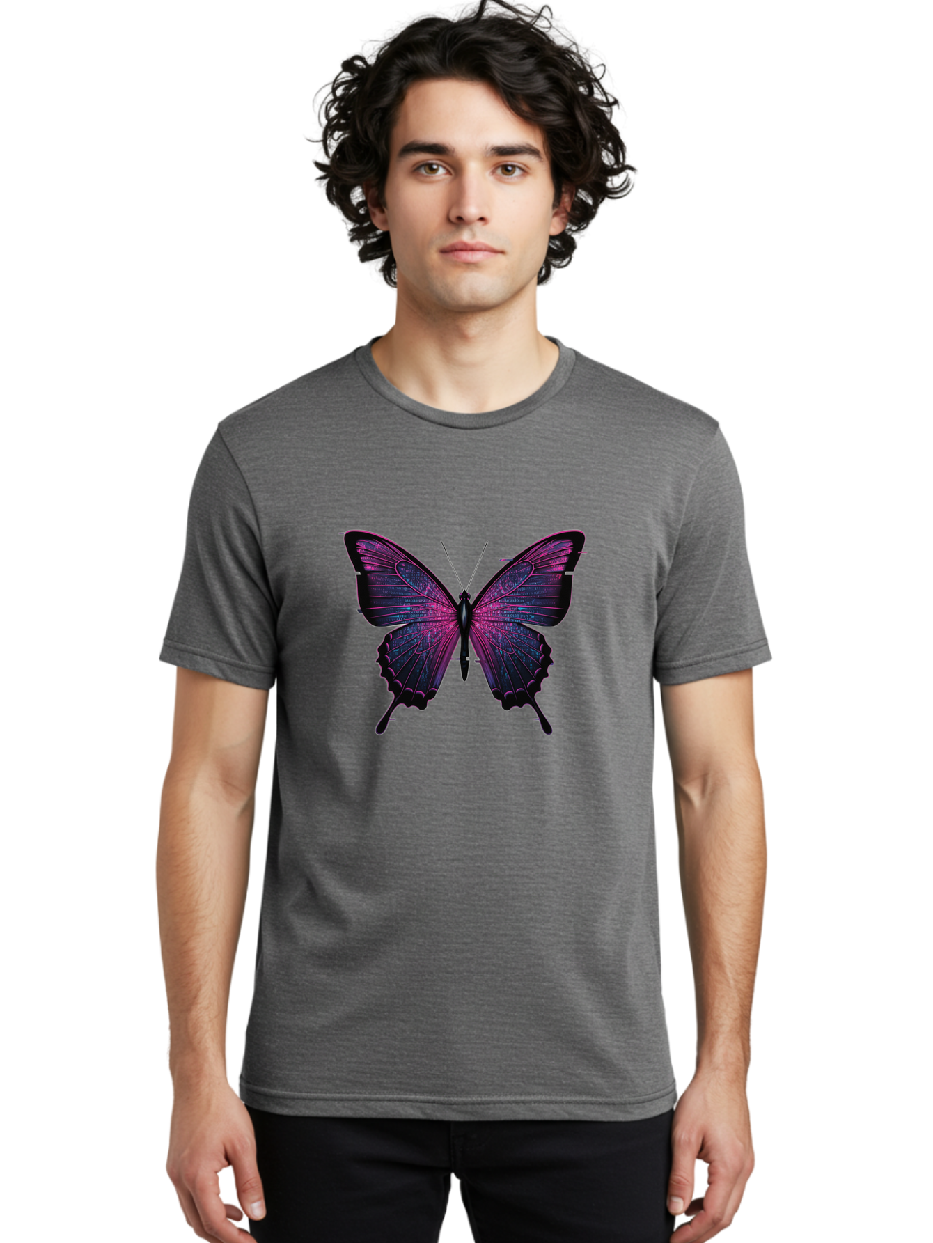 Purple-Butterfly-1 Men'S Graphic Tee, 100% Cotton, Comfortable Casual Summer Wear, Machine Washable, Vintage Camera, Old Camera, Antique Camera, Black Camera, Classic Photography, Photography Equipment, Nostalgic Device, Film Camera, Bai257