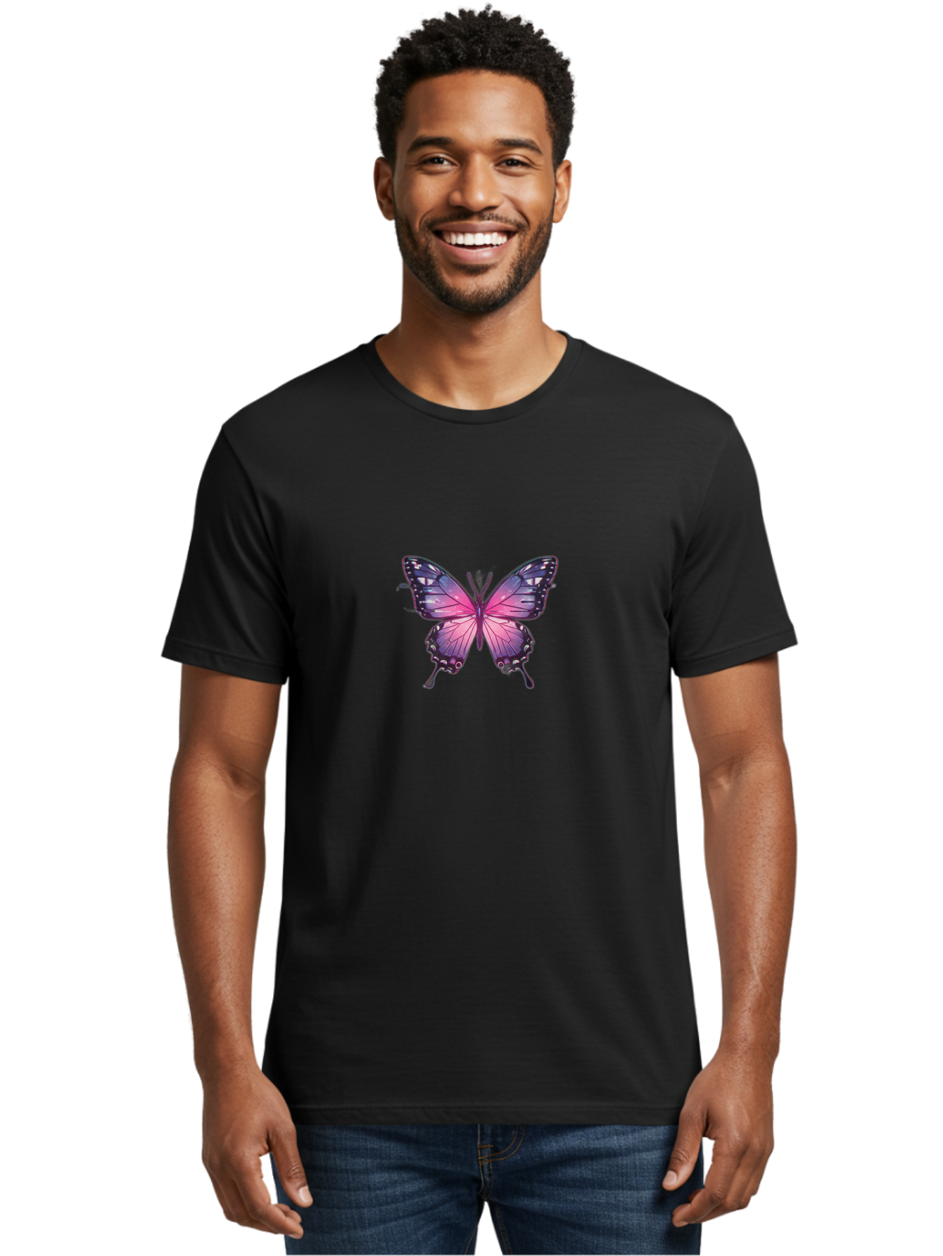 Purple-Butterfly-3 Men'S Graphic Tee, 100% Cotton, Comfortable Casual Summer Wear, Machine Washable, Vintage Camera, Old Camera, Antique Camera, Black Camera, Classic Photography, Photography Equipment, Nostalgic Device, Film Camera, Bai259