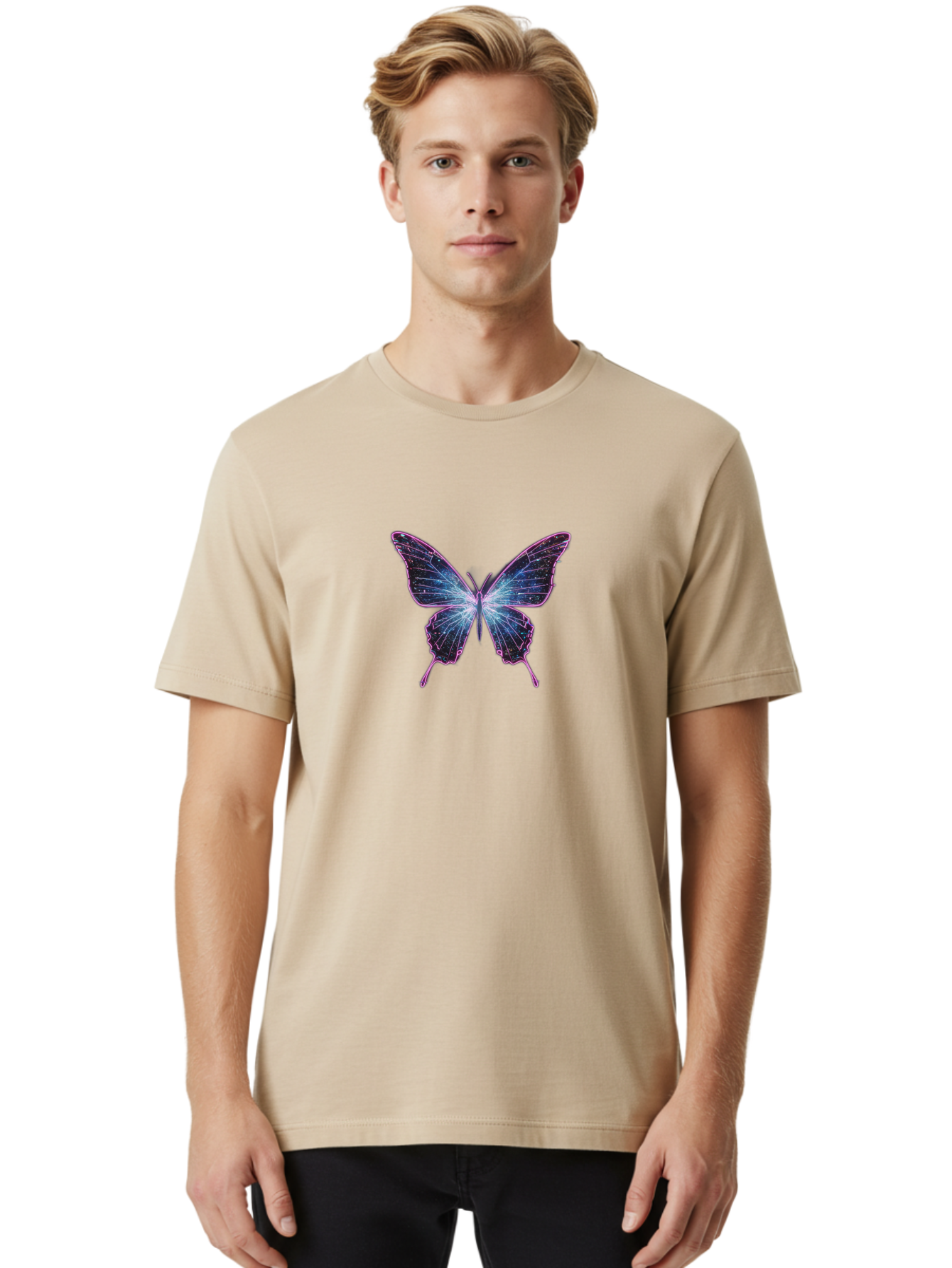 Purple-Butterfly-4 Men'S Graphic Tee, 100% Cotton, Comfortable Casual Summer Wear, Machine Washable, Vintage Camera, Old Camera, Antique Camera, Black Camera, Classic Photography, Photography Equipment, Nostalgic Device, Film Camera, Bai260