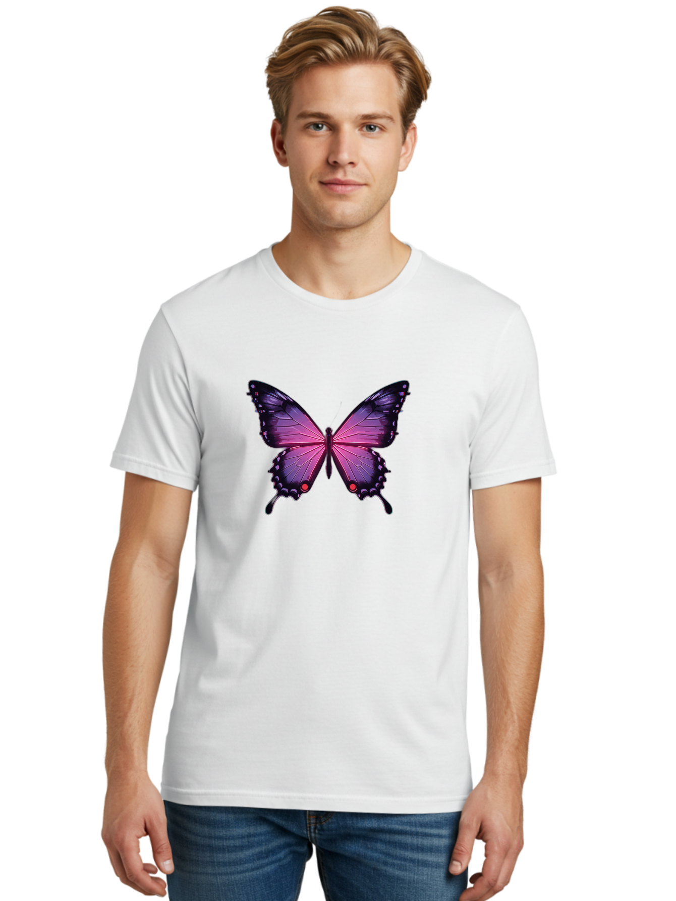 Purple-Butterfly-5 Men'S Graphic Tee, 100% Cotton, Comfortable Casual Summer Wear, Machine Washable, Vintage Camera, Old Camera, Antique Camera, Black Camera, Classic Photography, Photography Equipment, Nostalgic Device, Film Camera, Bai261