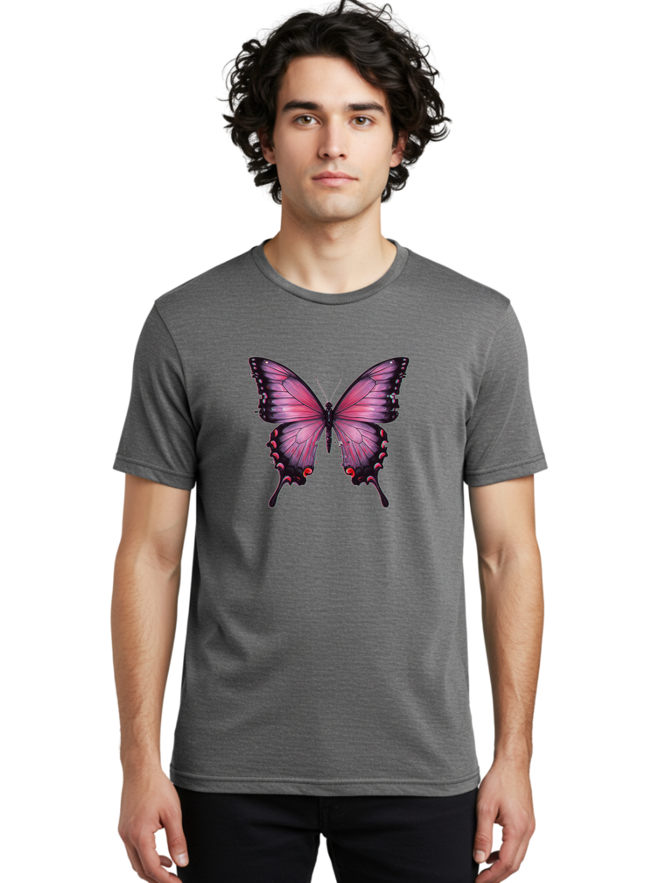 Purple-Butterfly Men'S Graphic Tee, 100% Cotton, Comfortable Casual Summer Wear, Machine Washable, Vintage Camera, Old Camera, Antique Camera, Black Camera, Classic Photography, Photography Equipment, Nostalgic Device, Film Camera, Camera Art Bai262
