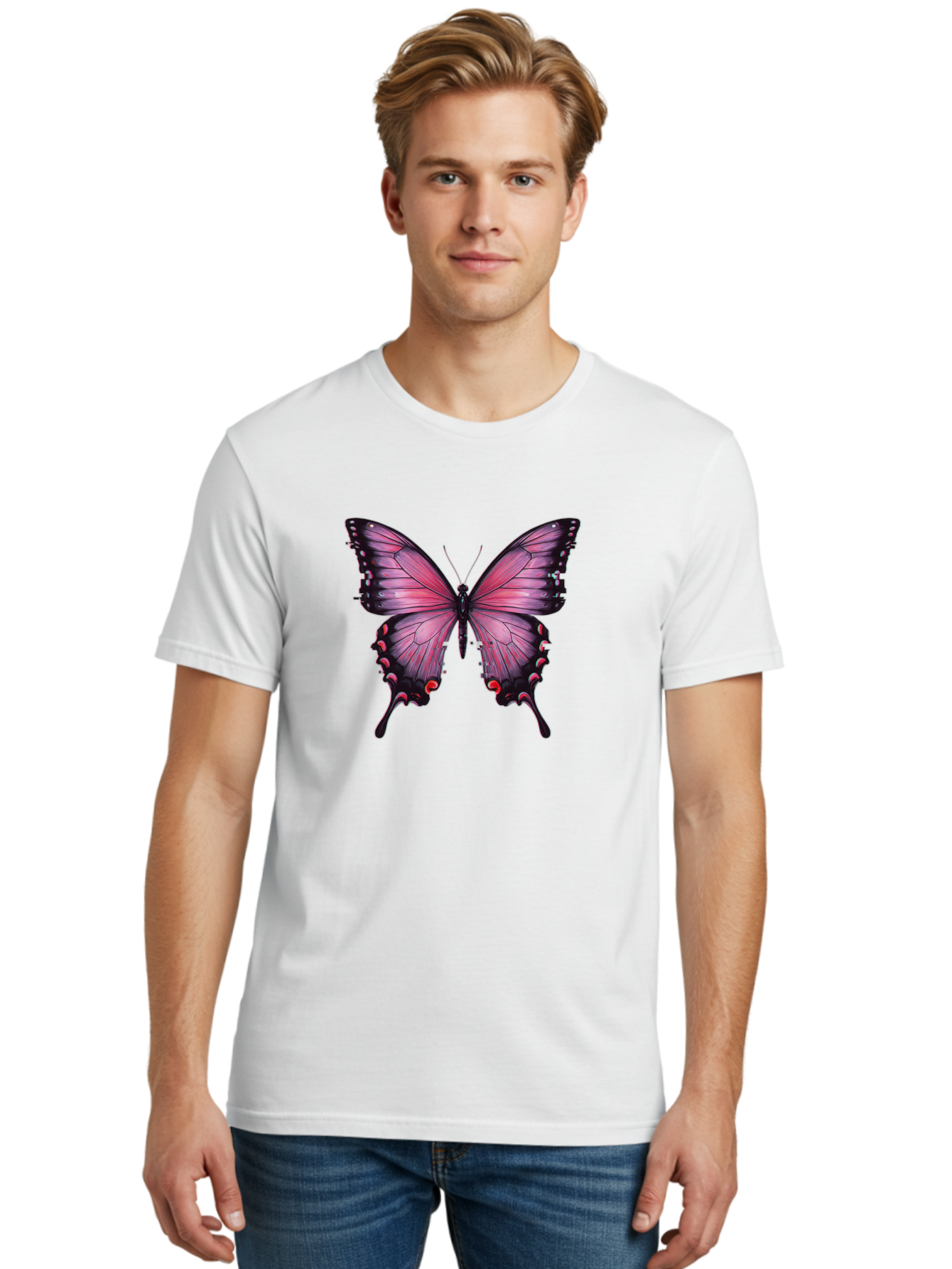 Purple-Butterfly Men'S Graphic Tee, 100% Cotton, Comfortable Casual Summer Wear, Machine Washable, Vintage Camera, Old Camera, Antique Camera, Black Camera, Classic Photography, Photography Equipment, Nostalgic Device, Film Camera, Camera Art Bai262