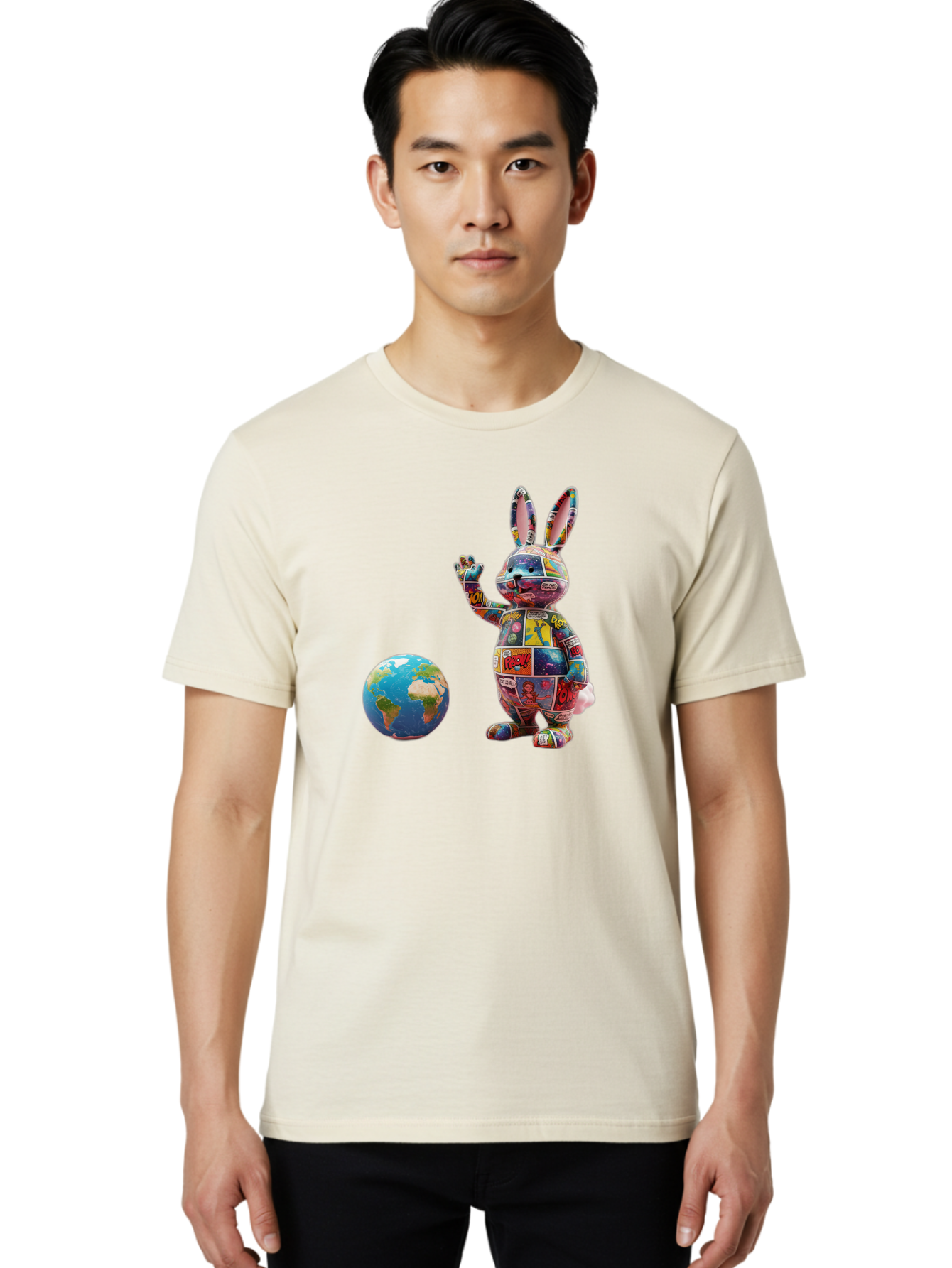 Rabbit Men'S Graphic Tee, 100% Cotton, Comfortable Casual Summer Wear, Machine Washable, Vintage Camera, Old Camera, Antique Camera, Black Camera, Classic Photography, Photography Equipment, Nostalgic Device, Film Camera, Camera Art Bai280