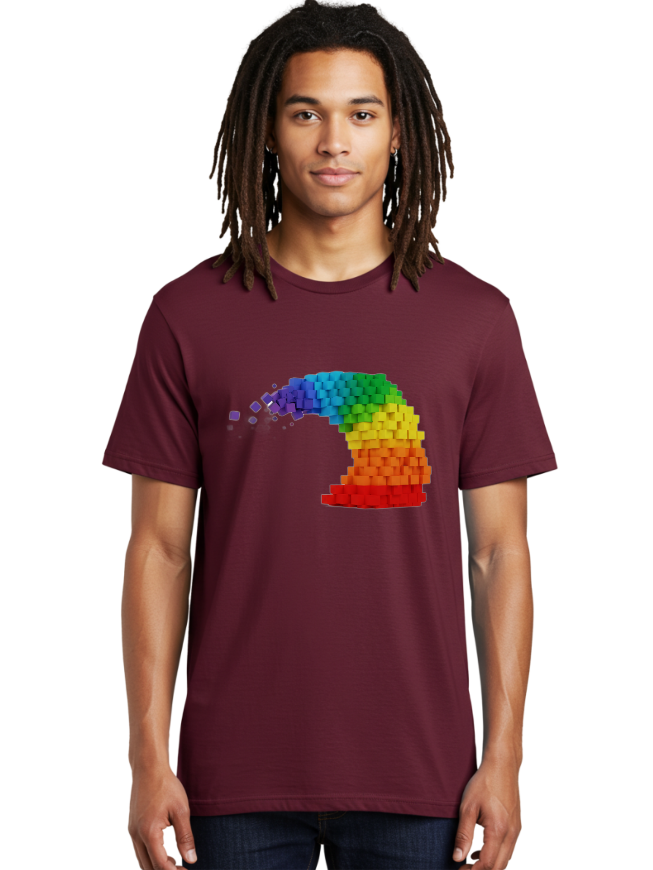 Rainbow-3D-Pixel-Wave Men'S Graphic Tee, 100% Cotton, Comfortable Casual Summer Wear, Machine Washable, Vintage Camera, Old Camera, Antique Camera, Black Camera, Classic Photography, Photography Equipment, Nostalgic Device, Film Camera, Bai283