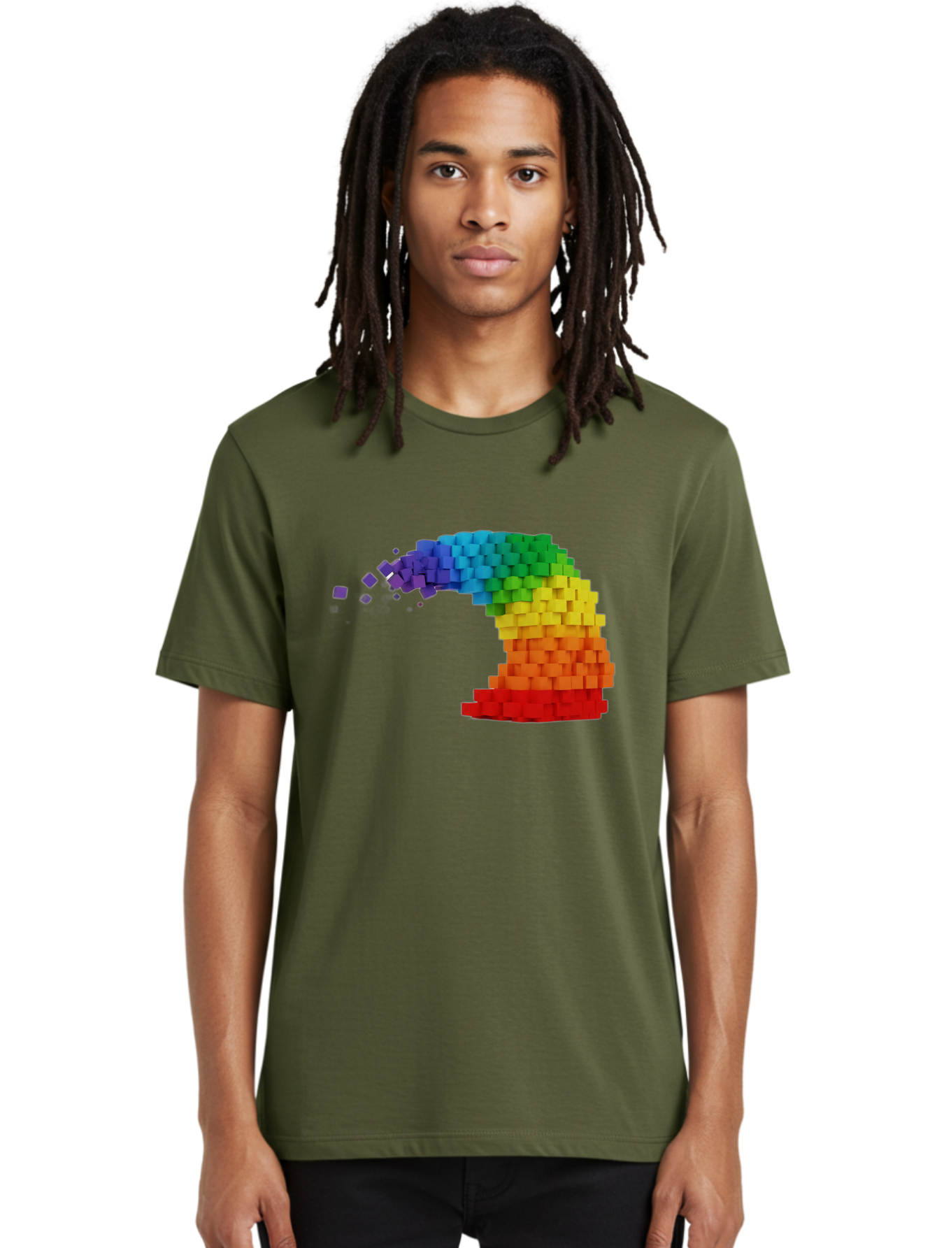 Rainbow-3D-Pixel-Wave Men'S Graphic Tee, 100% Cotton, Comfortable Casual Summer Wear, Machine Washable, Vintage Camera, Old Camera, Antique Camera, Black Camera, Classic Photography, Photography Equipment, Nostalgic Device, Film Camera, Bai283