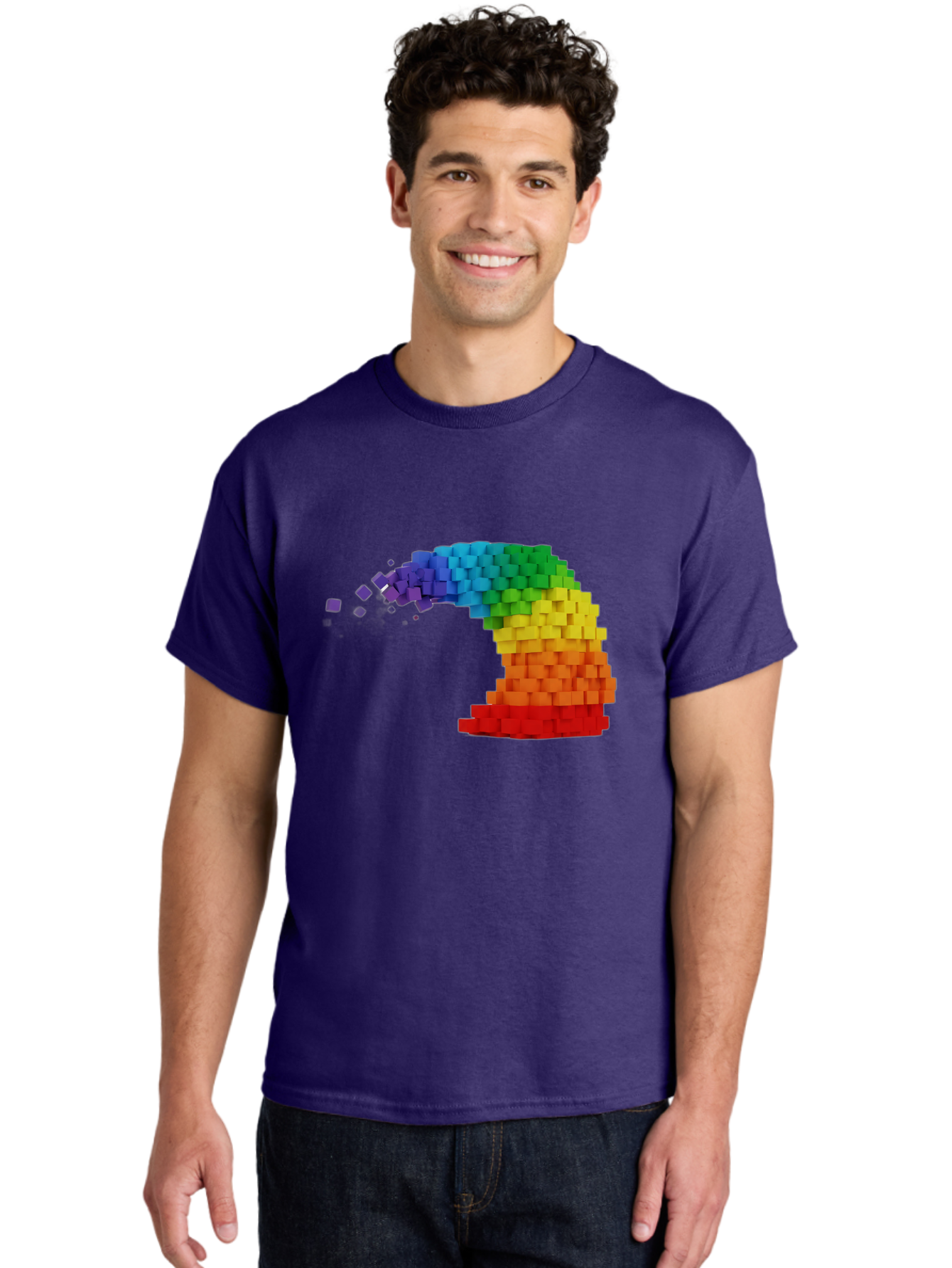 Rainbow-3D-Pixel-Wave Men'S Graphic Tee, 100% Cotton, Comfortable Casual Summer Wear, Machine Washable, Vintage Camera, Old Camera, Antique Camera, Black Camera, Classic Photography, Photography Equipment, Nostalgic Device, Film Camera, Bai283