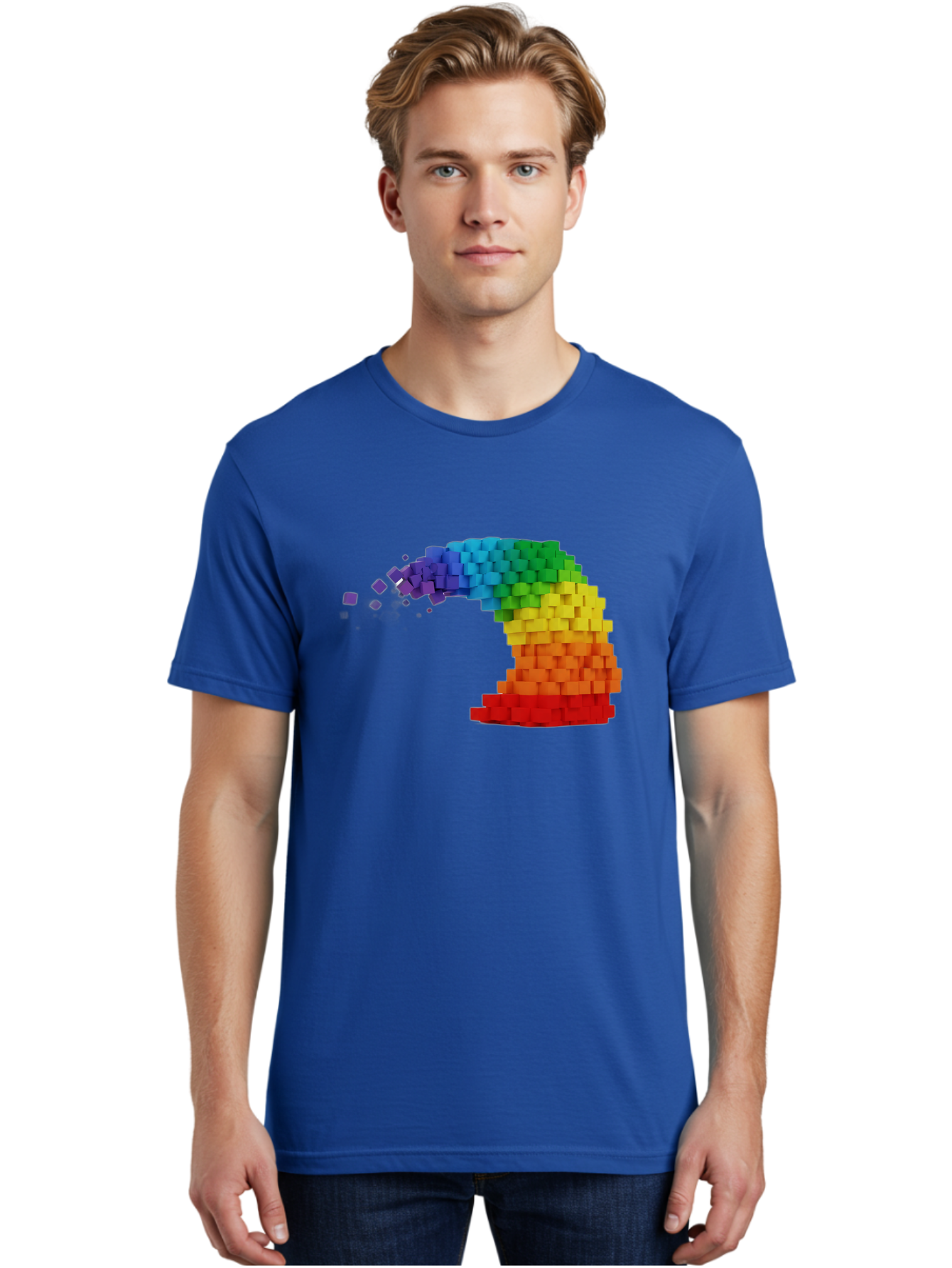 Rainbow-3D-Pixel-Wave Men'S Graphic Tee, 100% Cotton, Comfortable Casual Summer Wear, Machine Washable, Vintage Camera, Old Camera, Antique Camera, Black Camera, Classic Photography, Photography Equipment, Nostalgic Device, Film Camera, Bai283
