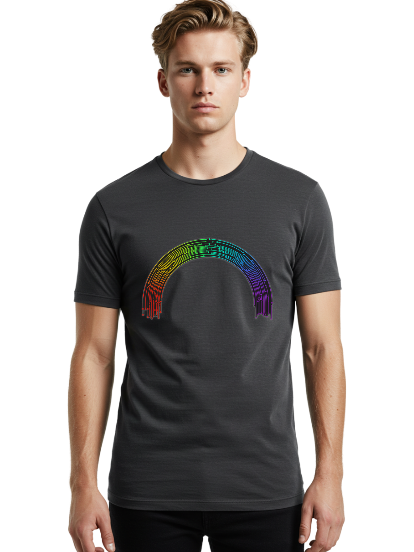 Rainbow-Arch Men'S Graphic Tee, 100% Cotton, Comfortable Casual Summer Wear, Machine Washable, Vintage Camera, Old Camera, Antique Camera, Black Camera, Classic Photography, Photography Equipment, Nostalgic Device, Film Camera, Camera Art Bai285