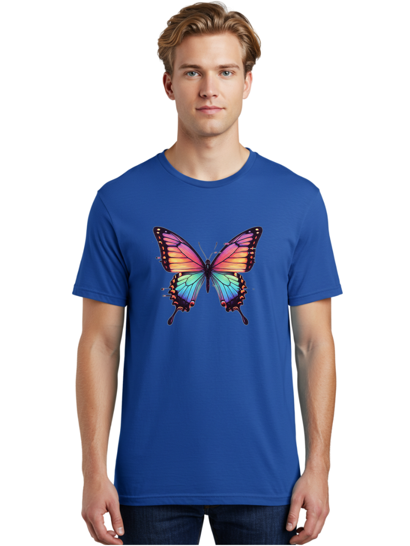 Rainbow-Butterfly Men'S Graphic Tee, 100% Cotton, Comfortable Casual Summer Wear, Machine Washable, Vintage Camera, Old Camera, Antique Camera, Black Camera, Classic Photography, Photography Equipment, Nostalgic Device, Film Camera, Camera Art Bai287