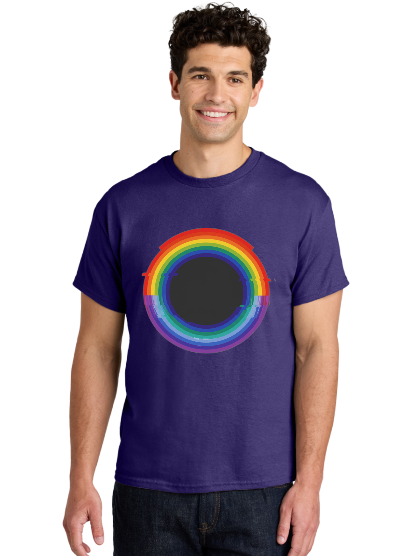 Rainbow-Circle-1 Men'S Graphic Tee, 100% Cotton, Comfortable Casual Summer Wear, Machine Washable, Vintage Camera, Old Camera, Antique Camera, Black Camera, Classic Photography, Photography Equipment, Nostalgic Device, Film Camera, Camera Art Bai288