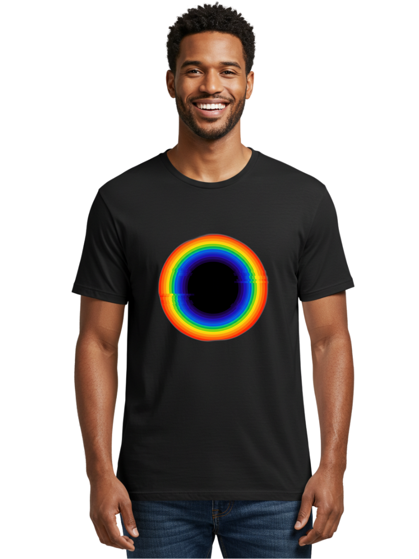 Rainbow-Circle-2 Men'S Graphic Tee, 100% Cotton, Comfortable Casual Summer Wear, Machine Washable, Vintage Camera, Old Camera, Antique Camera, Black Camera, Classic Photography, Photography Equipment, Nostalgic Device, Film Camera, Camera Art Bai289