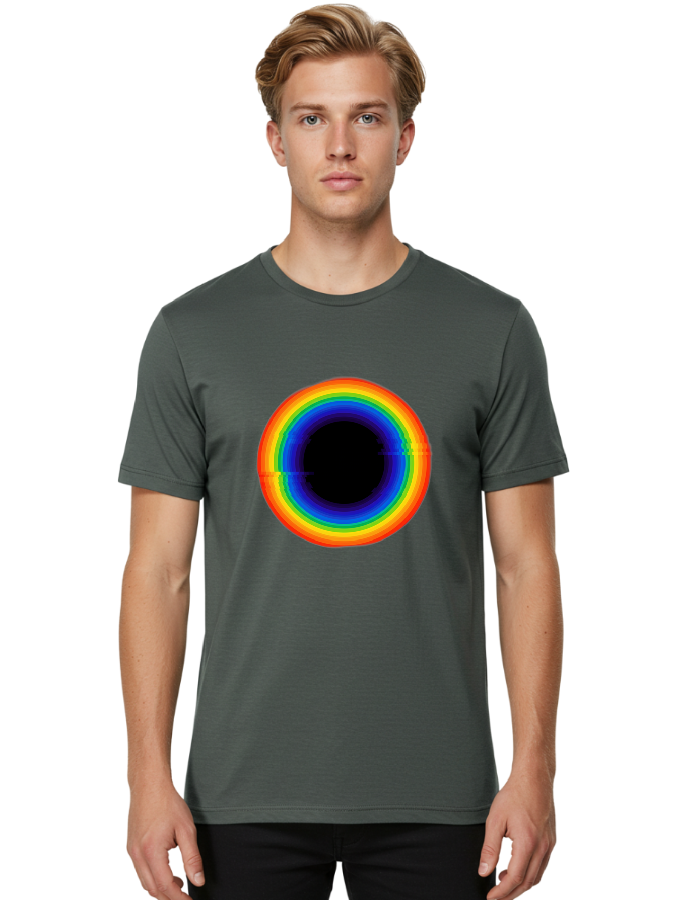 Rainbow-Circle-2 Men'S Graphic Tee, 100% Cotton, Comfortable Casual Summer Wear, Machine Washable, Vintage Camera, Old Camera, Antique Camera, Black Camera, Classic Photography, Photography Equipment, Nostalgic Device, Film Camera, Camera Art Bai289
