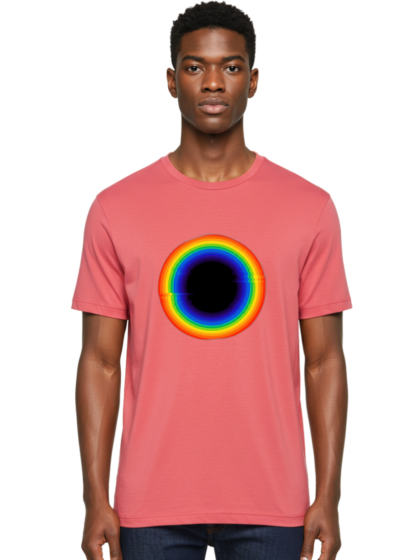Rainbow-Circle-2 Men'S Graphic Tee, 100% Cotton, Comfortable Casual Summer Wear, Machine Washable, Vintage Camera, Old Camera, Antique Camera, Black Camera, Classic Photography, Photography Equipment, Nostalgic Device, Film Camera, Camera Art Bai289