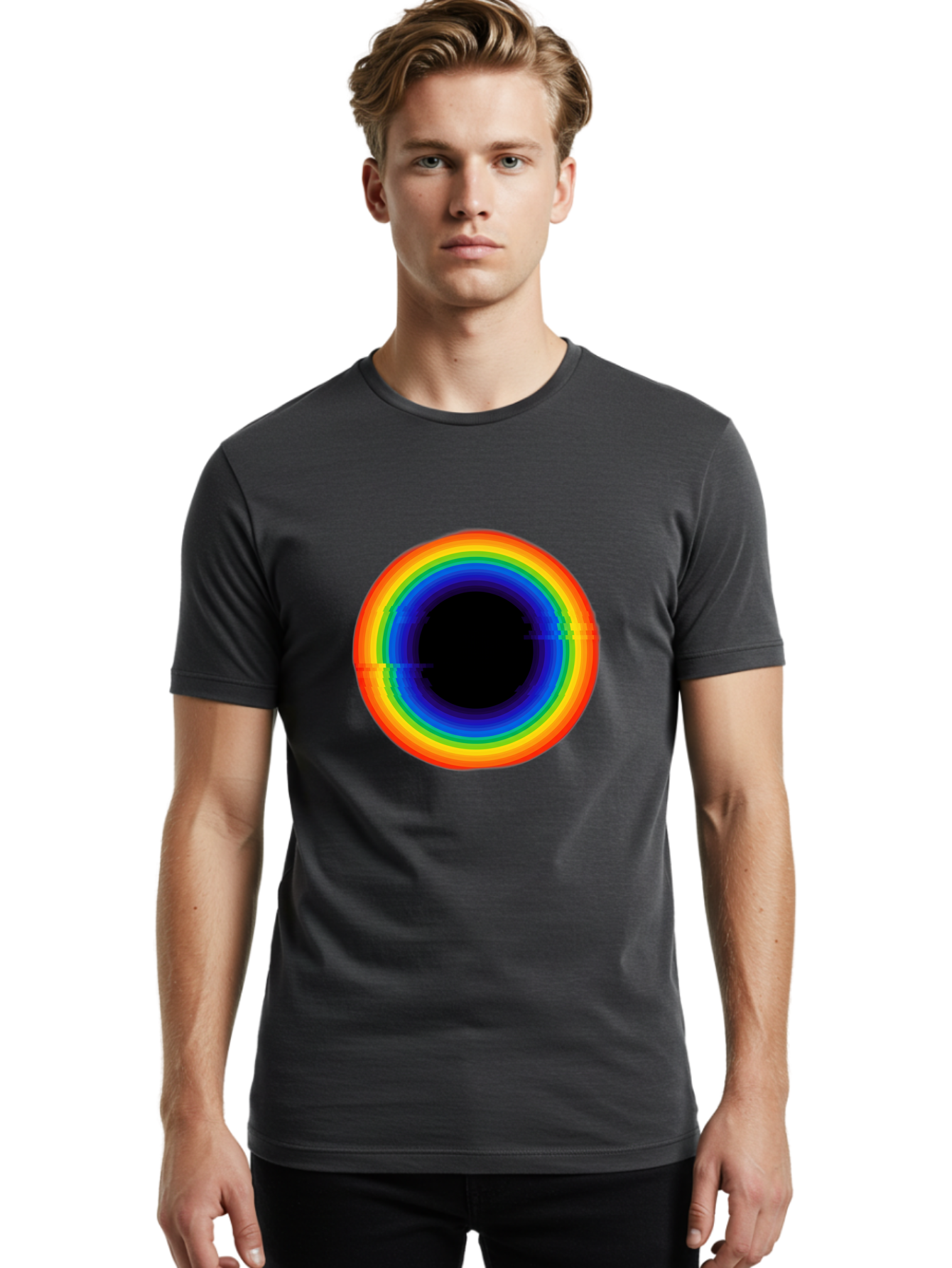 Rainbow-Circle-2 Men'S Graphic Tee, 100% Cotton, Comfortable Casual Summer Wear, Machine Washable, Vintage Camera, Old Camera, Antique Camera, Black Camera, Classic Photography, Photography Equipment, Nostalgic Device, Film Camera, Camera Art Bai289