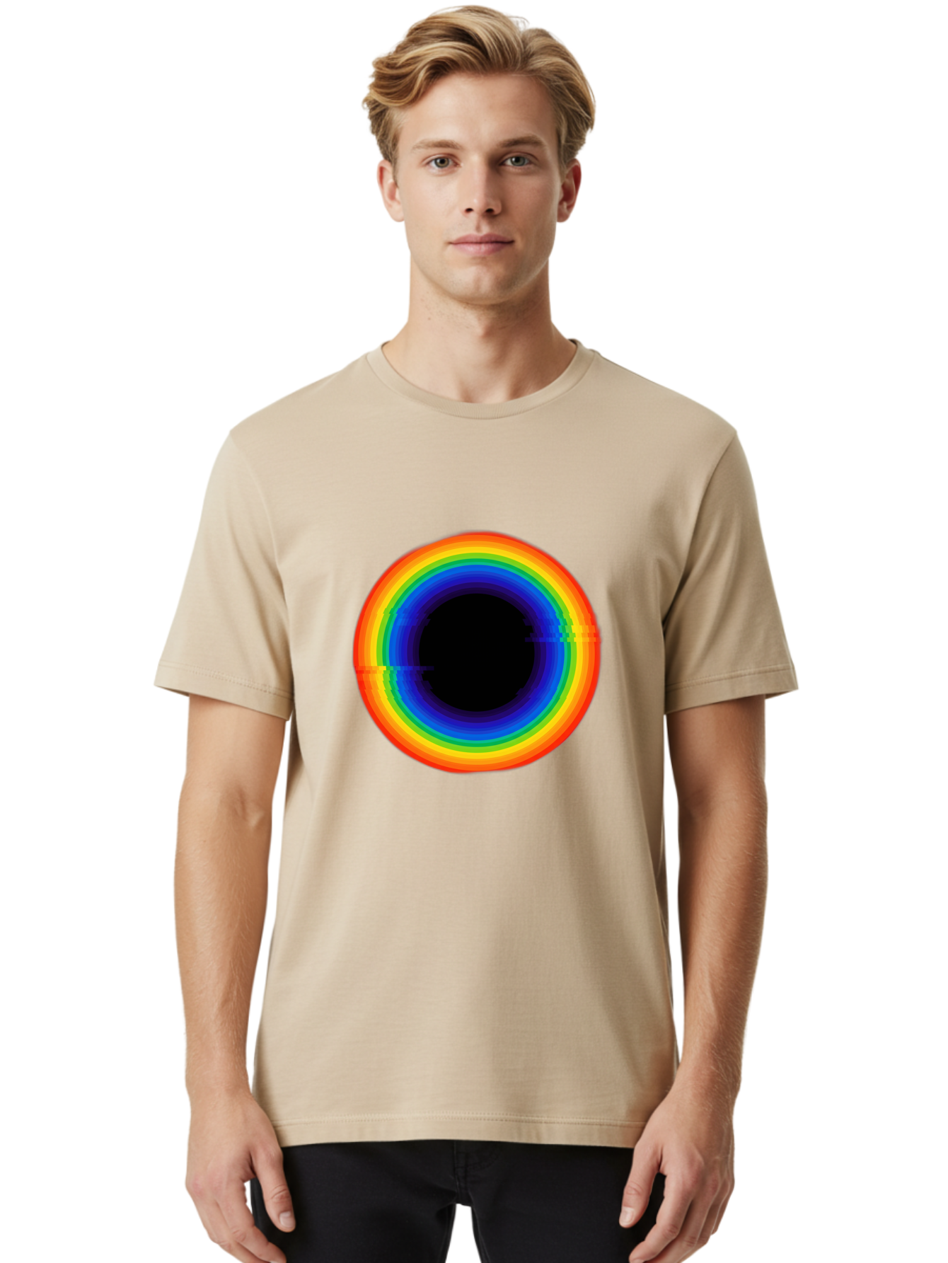 Rainbow-Circle-2 Men'S Graphic Tee, 100% Cotton, Comfortable Casual Summer Wear, Machine Washable, Vintage Camera, Old Camera, Antique Camera, Black Camera, Classic Photography, Photography Equipment, Nostalgic Device, Film Camera, Camera Art Bai289