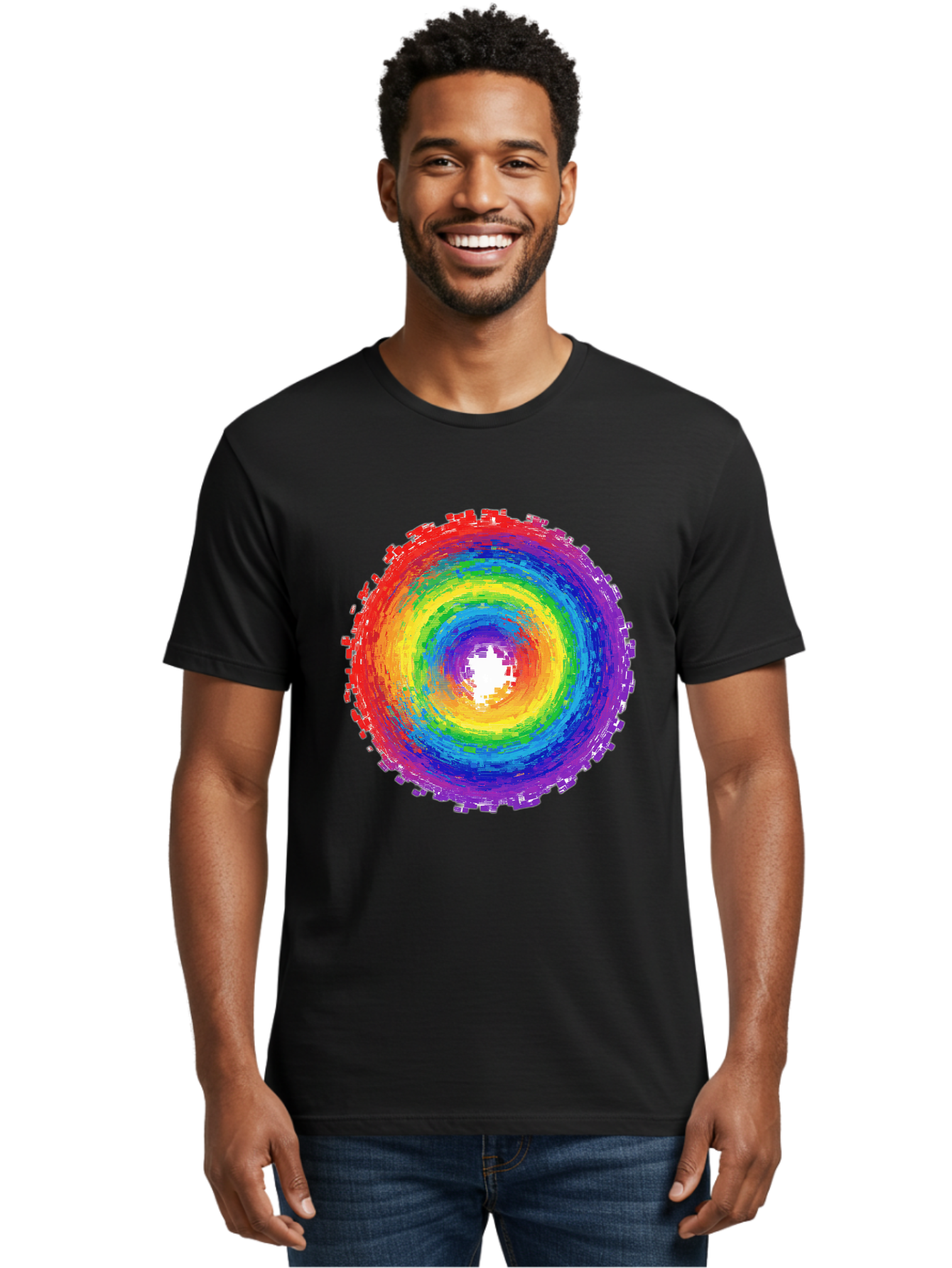Rainbow-Circle-3 Men'S Graphic Tee, 100% Cotton, Comfortable Casual Summer Wear, Machine Washable, Vintage Camera, Old Camera, Antique Camera, Black Camera, Classic Photography, Photography Equipment, Nostalgic Device, Film Camera, Camera Art Bai290
