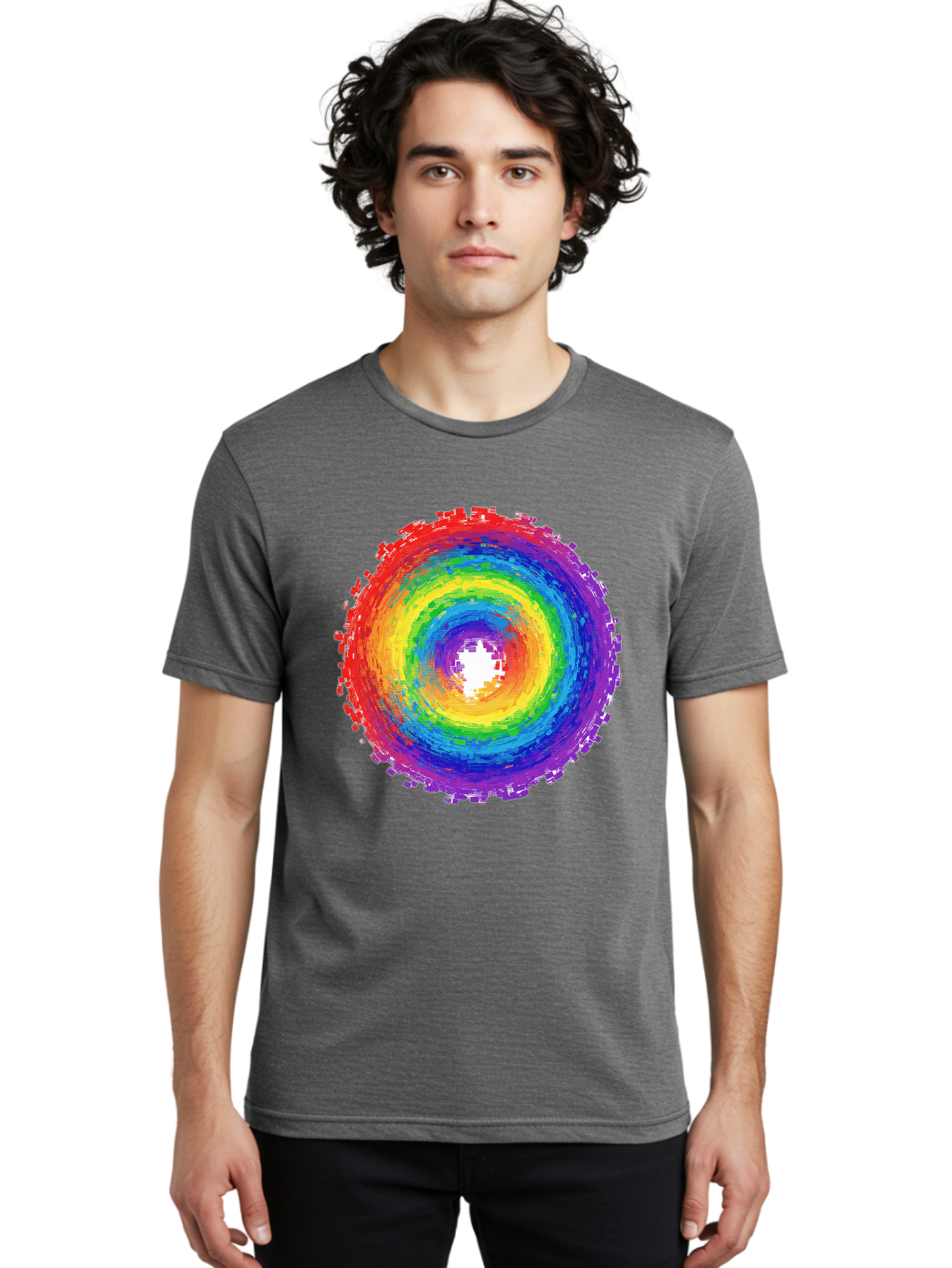 Rainbow-Circle-3 Men'S Graphic Tee, 100% Cotton, Comfortable Casual Summer Wear, Machine Washable, Vintage Camera, Old Camera, Antique Camera, Black Camera, Classic Photography, Photography Equipment, Nostalgic Device, Film Camera, Camera Art Bai290