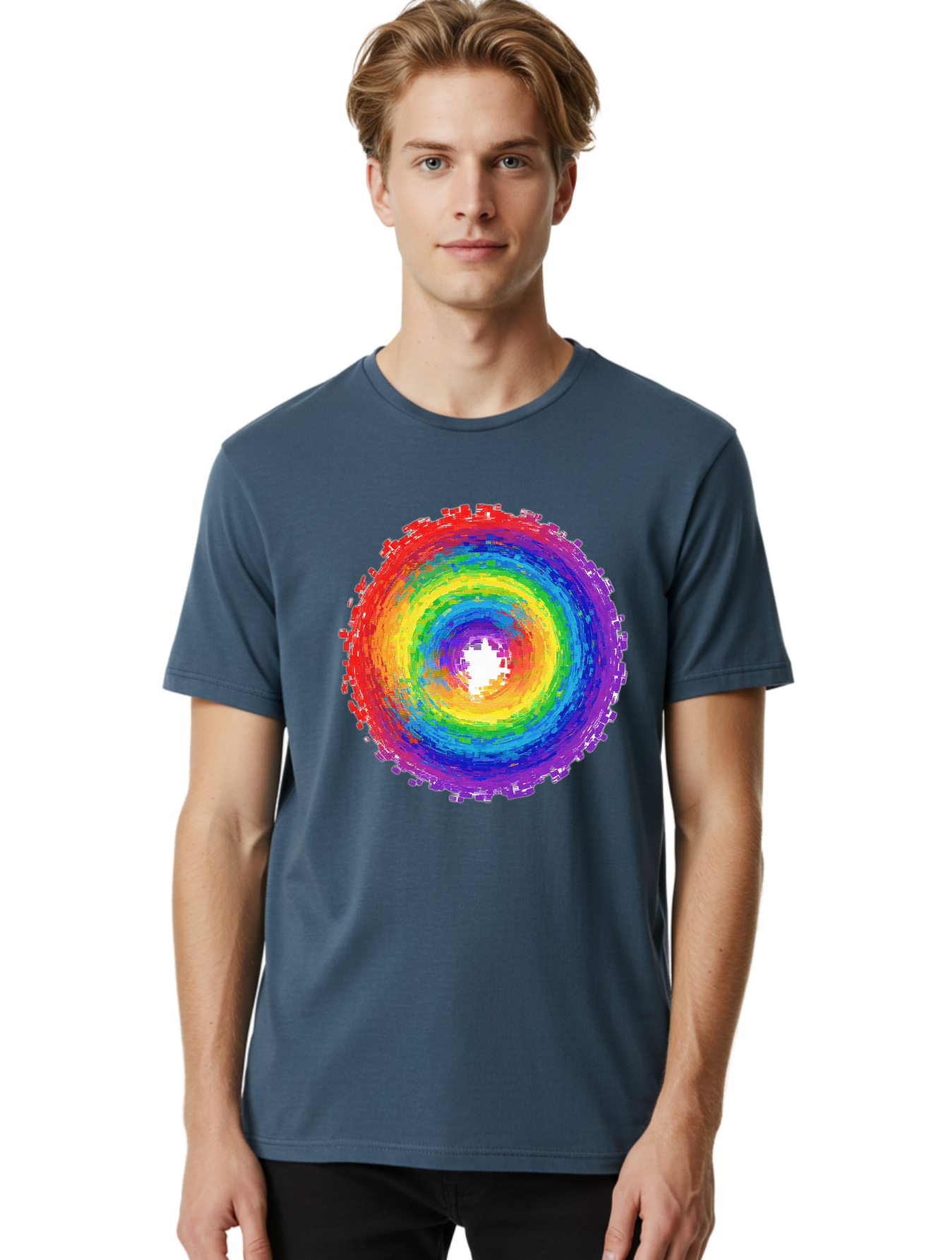 Rainbow-Circle-3 Men'S Graphic Tee, 100% Cotton, Comfortable Casual Summer Wear, Machine Washable, Vintage Camera, Old Camera, Antique Camera, Black Camera, Classic Photography, Photography Equipment, Nostalgic Device, Film Camera, Camera Art Bai290