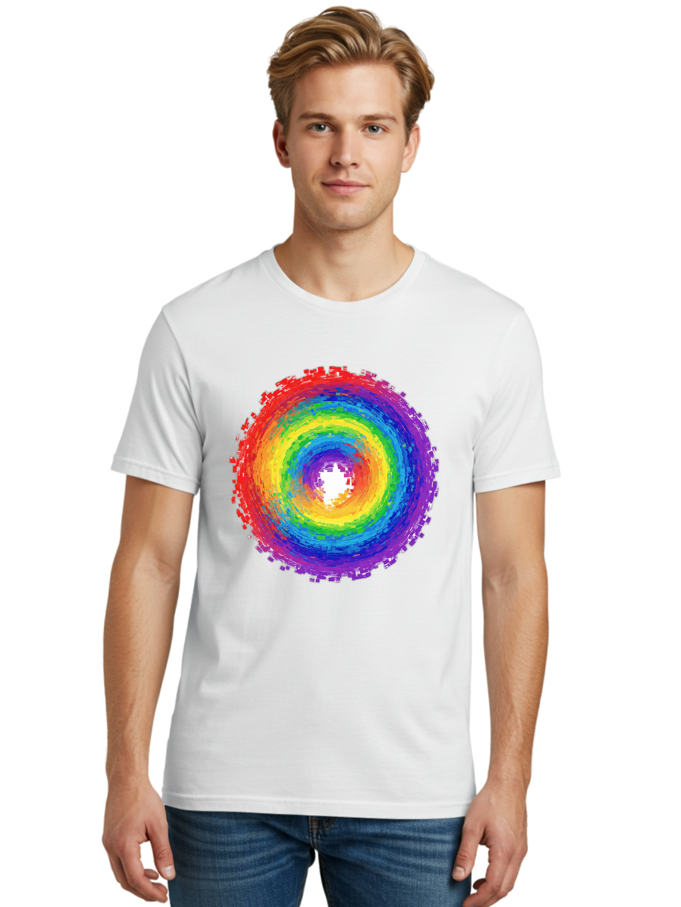 Rainbow-Circle-3 Men'S Graphic Tee, 100% Cotton, Comfortable Casual Summer Wear, Machine Washable, Vintage Camera, Old Camera, Antique Camera, Black Camera, Classic Photography, Photography Equipment, Nostalgic Device, Film Camera, Camera Art Bai290