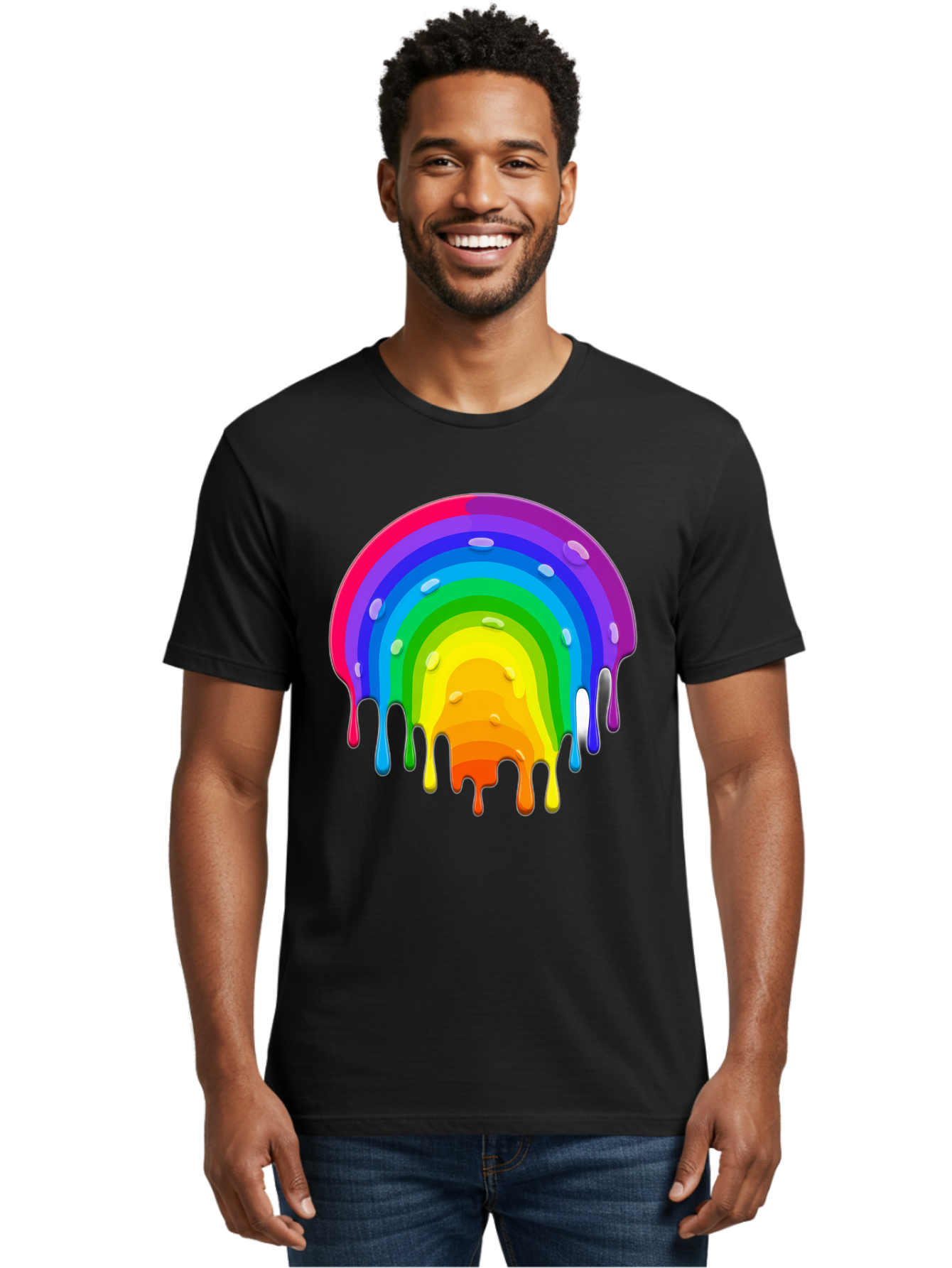 Rainbow-Dripping Men'S Graphic Tee, 100% Cotton, Comfortable Casual Summer Wear, Machine Washable, Vintage Camera, Old Camera, Antique Camera, Black Camera, Classic Photography, Photography Equipment, Nostalgic Device, Film Camera, Camera Art Bai292
