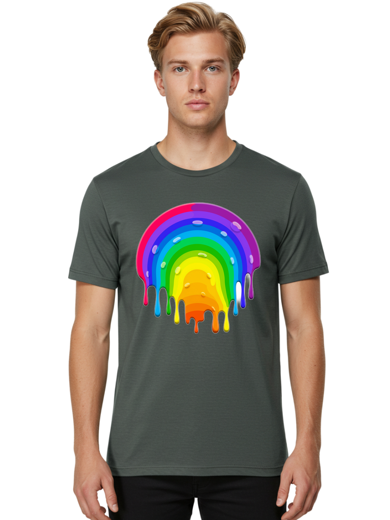 Rainbow-Dripping Men'S Graphic Tee, 100% Cotton, Comfortable Casual Summer Wear, Machine Washable, Vintage Camera, Old Camera, Antique Camera, Black Camera, Classic Photography, Photography Equipment, Nostalgic Device, Film Camera, Camera Art Bai292