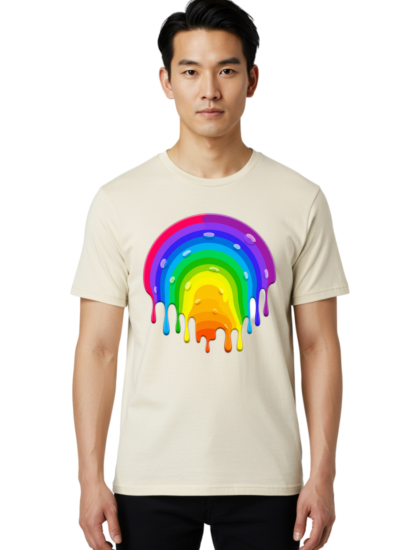 Rainbow-Dripping Men'S Graphic Tee, 100% Cotton, Comfortable Casual Summer Wear, Machine Washable, Vintage Camera, Old Camera, Antique Camera, Black Camera, Classic Photography, Photography Equipment, Nostalgic Device, Film Camera, Camera Art Bai292