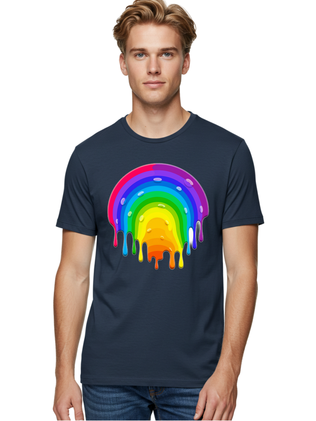 Rainbow-Dripping Men'S Graphic Tee, 100% Cotton, Comfortable Casual Summer Wear, Machine Washable, Vintage Camera, Old Camera, Antique Camera, Black Camera, Classic Photography, Photography Equipment, Nostalgic Device, Film Camera, Camera Art Bai292