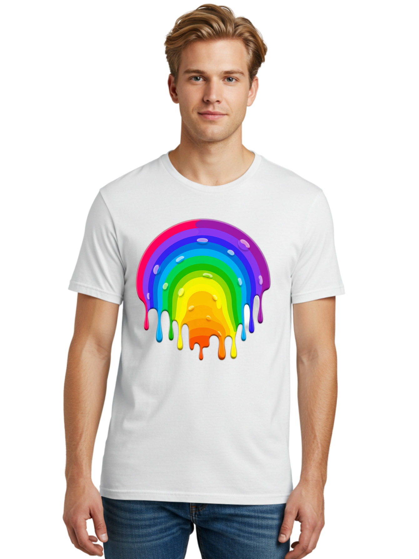 Rainbow-Dripping Men'S Graphic Tee, 100% Cotton, Comfortable Casual Summer Wear, Machine Washable, Vintage Camera, Old Camera, Antique Camera, Black Camera, Classic Photography, Photography Equipment, Nostalgic Device, Film Camera, Camera Art Bai292