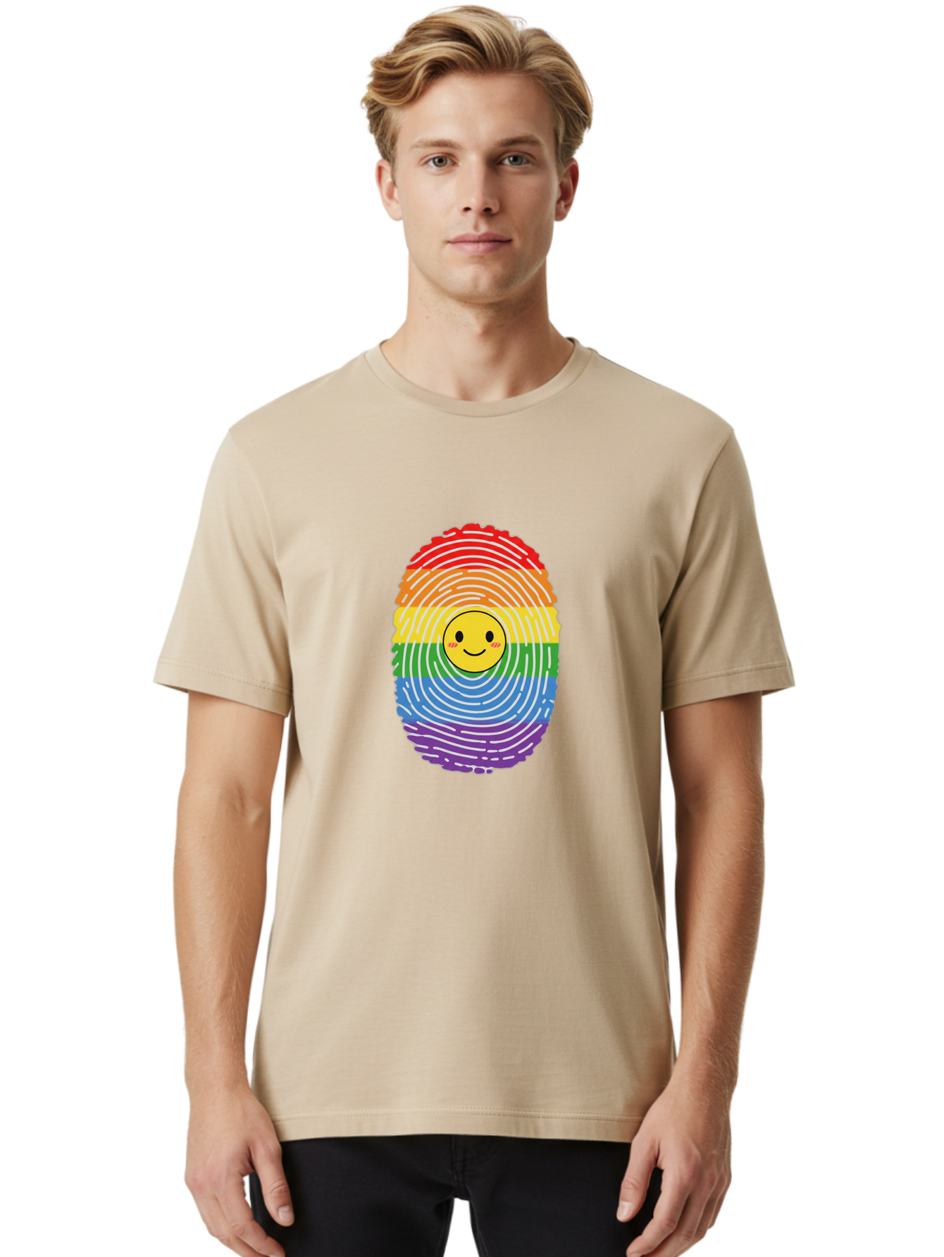 Rainbow-Fingerprint-Smiley Men'S Graphic Tee, 100% Cotton, Comfortable Casual Summer Wear, Machine Washable, Vintage Camera, Old Camera, Antique Camera, Black Camera, Classic Photography, Photography Equipment, Nostalgic Device, Film Camera, Bai293