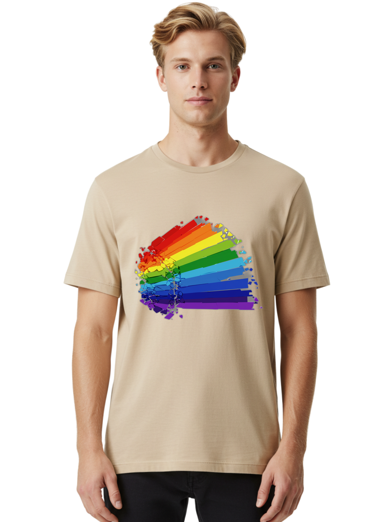 Rainbow-Paint-Splash Men'S Graphic Tee, 100% Cotton, Comfortable Casual Summer Wear, Machine Washable, Vintage Camera, Old Camera, Antique Camera, Black Camera, Classic Photography, Photography Equipment, Nostalgic Device, Film Camera, Bai294