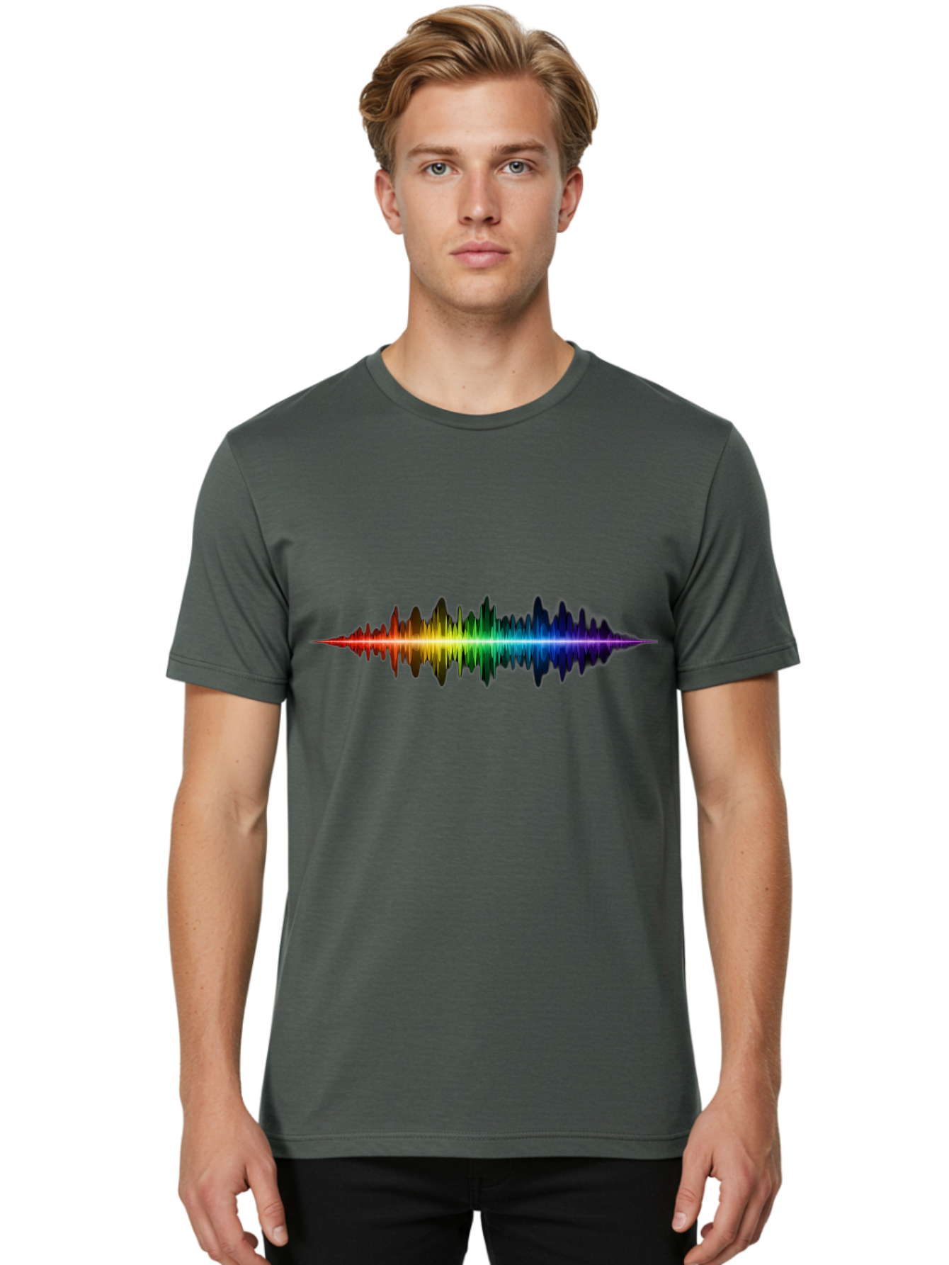 Rainbow-Sound-Wave Men'S Graphic Tee, 100% Cotton, Comfortable Casual Summer Wear, Machine Washable, Vintage Camera, Old Camera, Antique Camera, Black Camera, Classic Photography, Photography Equipment, Nostalgic Device, Film Camera, Bai295