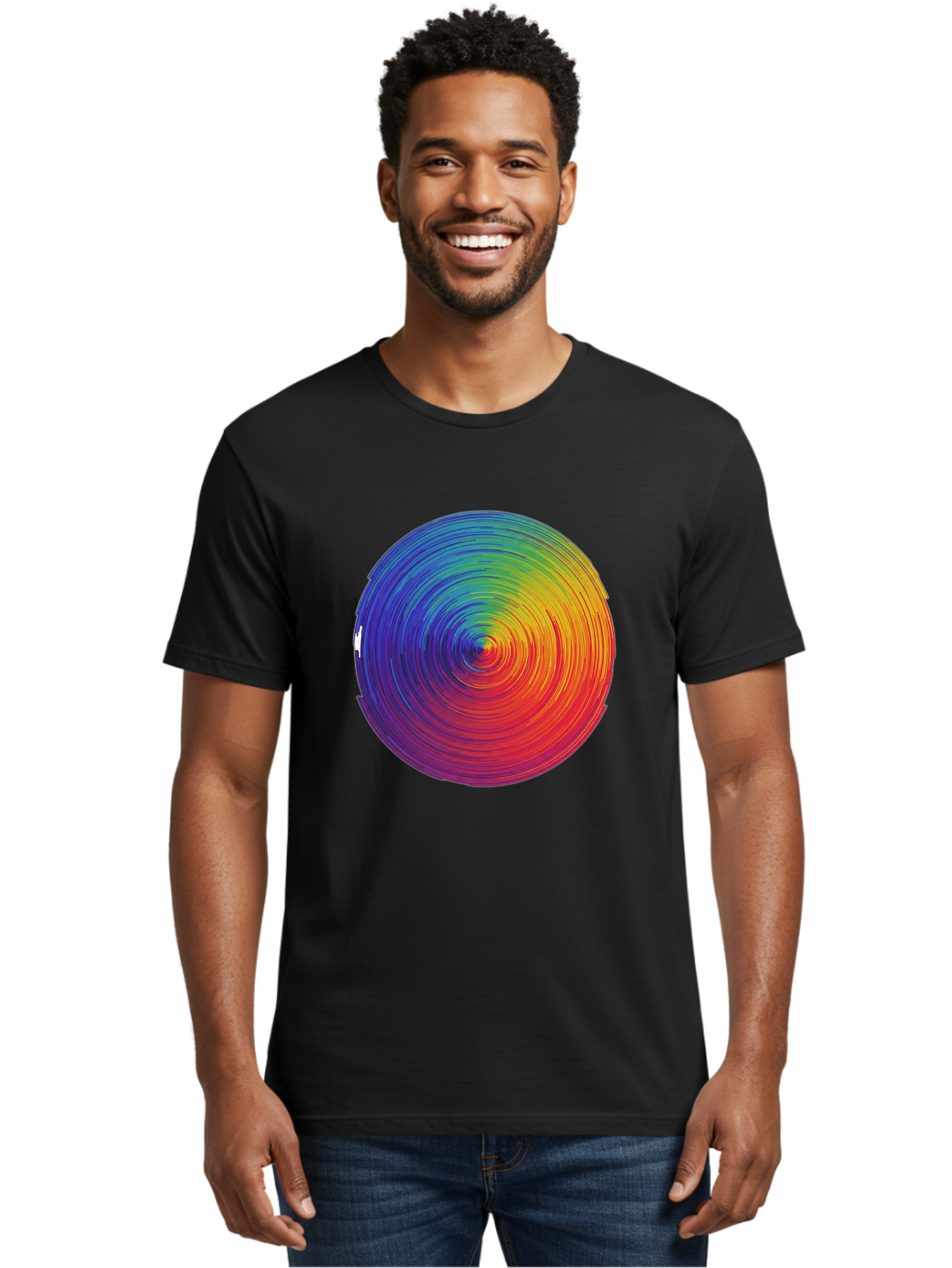 Rainbow-Spiral-Circle Men'S Graphic Tee, 100% Cotton, Comfortable Casual Summer Wear, Machine Washable, Vintage Camera, Old Camera, Antique Camera, Black Camera, Classic Photography, Photography Equipment, Nostalgic Device, Film Camera, Bai296
