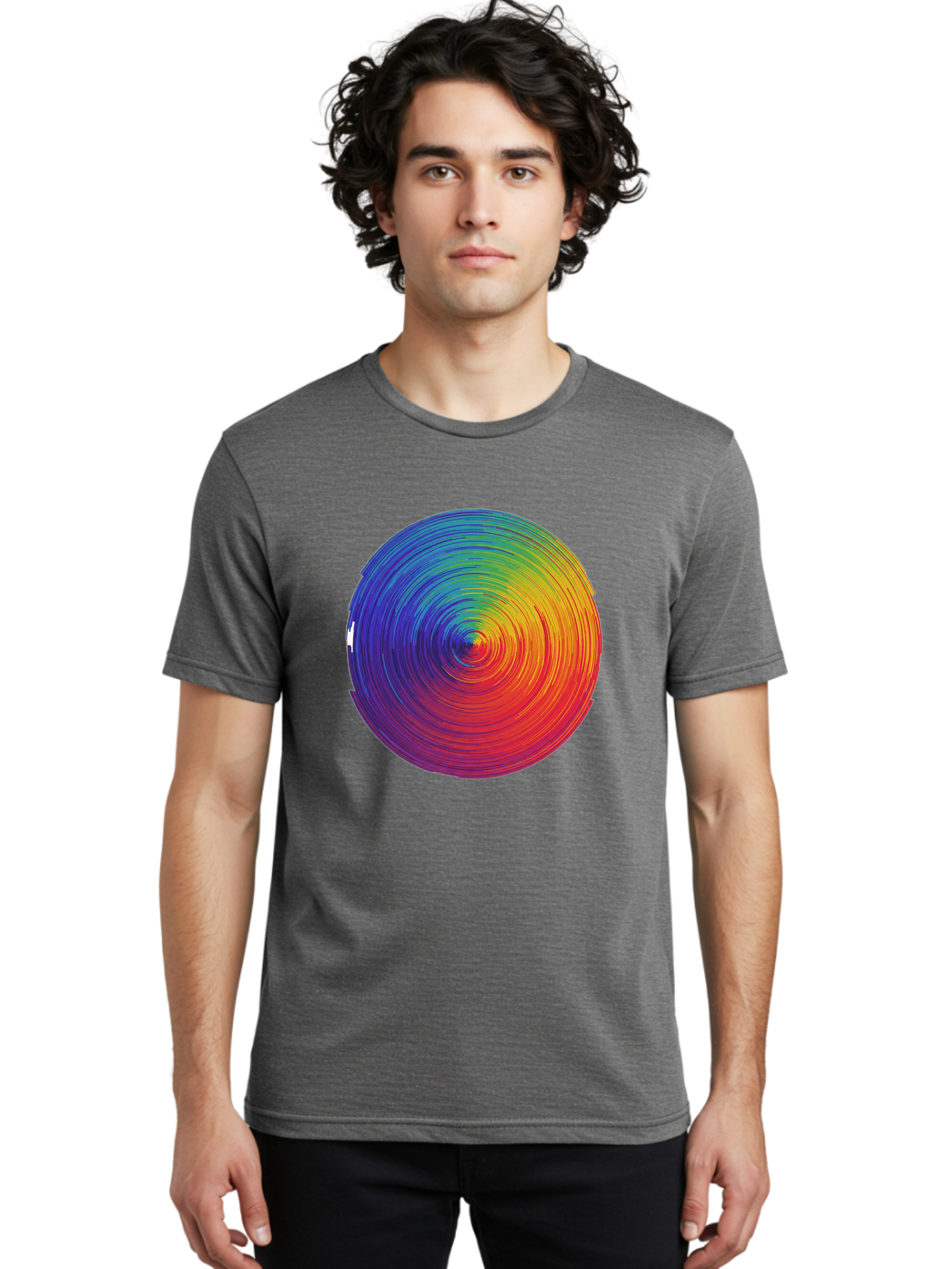 Rainbow-Spiral-Circle Men'S Graphic Tee, 100% Cotton, Comfortable Casual Summer Wear, Machine Washable, Vintage Camera, Old Camera, Antique Camera, Black Camera, Classic Photography, Photography Equipment, Nostalgic Device, Film Camera, Bai296