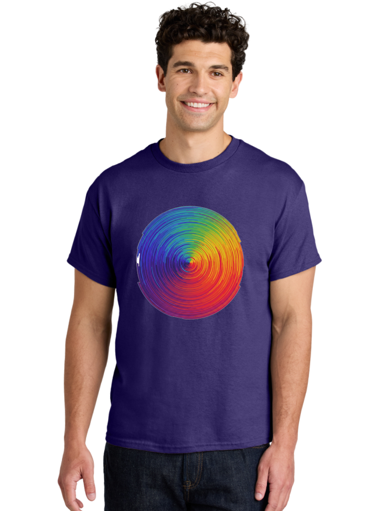 Rainbow-Spiral-Circle Men'S Graphic Tee, 100% Cotton, Comfortable Casual Summer Wear, Machine Washable, Vintage Camera, Old Camera, Antique Camera, Black Camera, Classic Photography, Photography Equipment, Nostalgic Device, Film Camera, Bai296