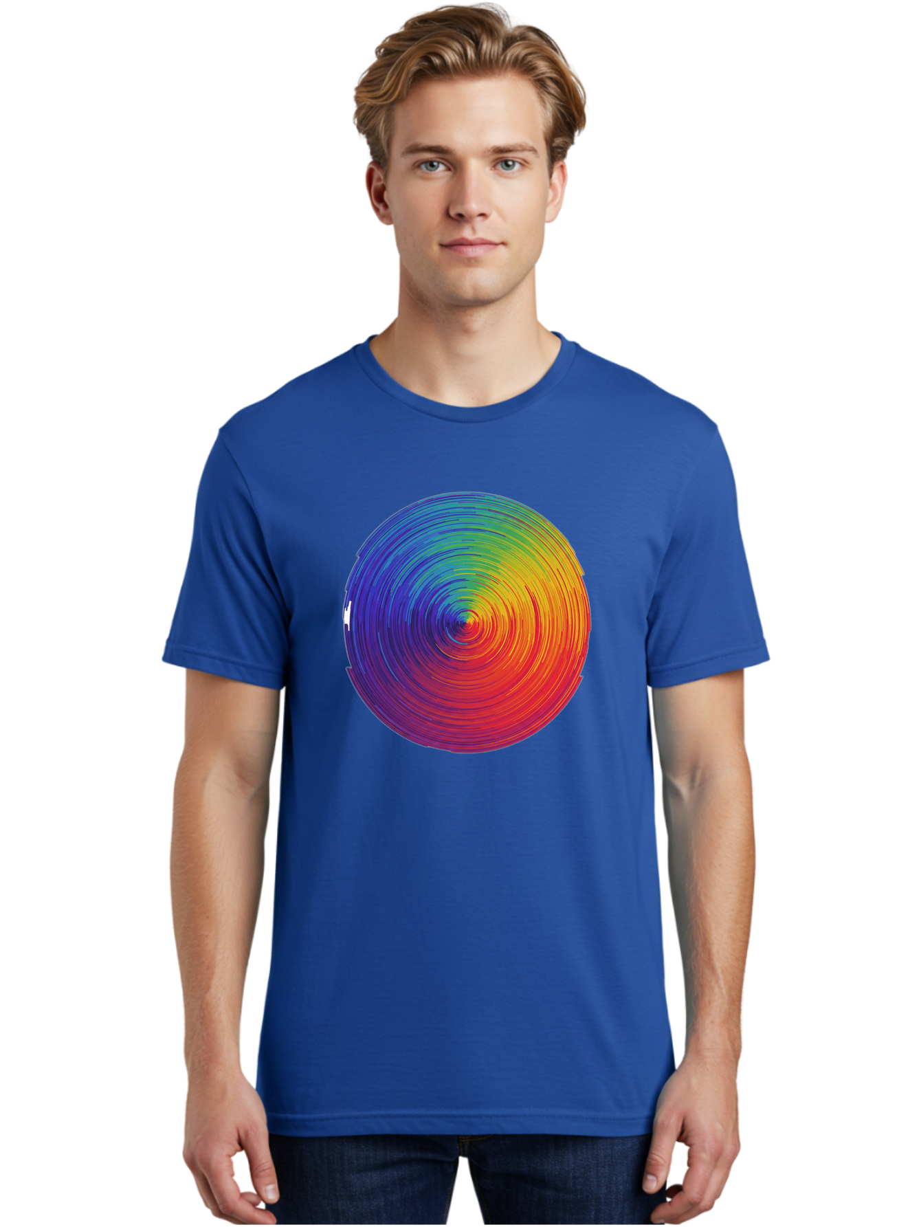 Rainbow-Spiral-Circle Men'S Graphic Tee, 100% Cotton, Comfortable Casual Summer Wear, Machine Washable, Vintage Camera, Old Camera, Antique Camera, Black Camera, Classic Photography, Photography Equipment, Nostalgic Device, Film Camera, Bai296