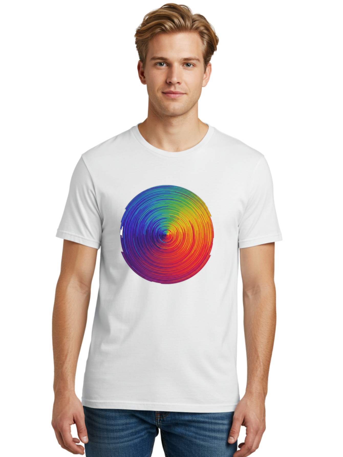 Rainbow-Spiral-Circle Men'S Graphic Tee, 100% Cotton, Comfortable Casual Summer Wear, Machine Washable, Vintage Camera, Old Camera, Antique Camera, Black Camera, Classic Photography, Photography Equipment, Nostalgic Device, Film Camera, Bai296