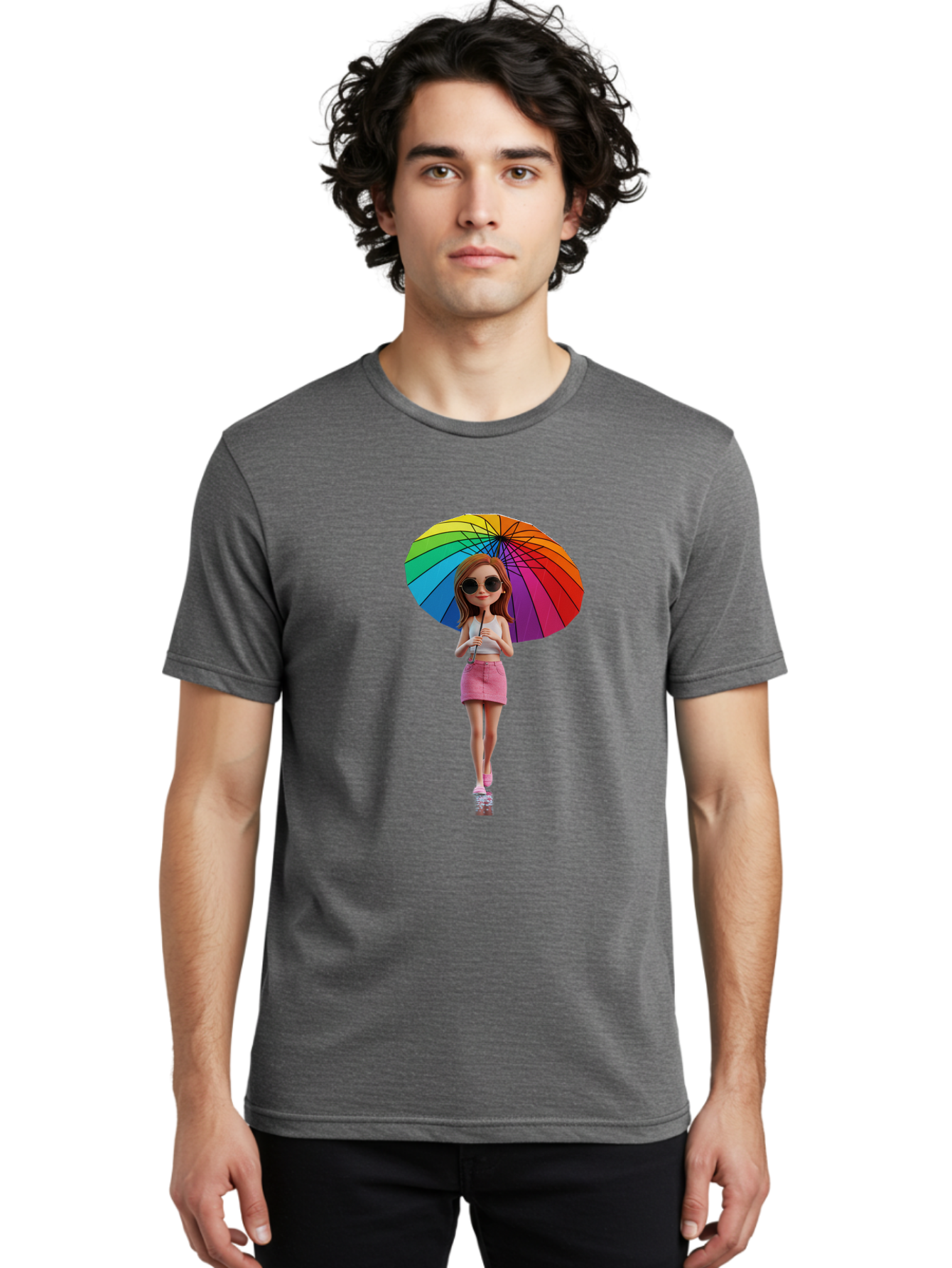 Rainbow-Umbrella-Girl Men'S Graphic Tee, 100% Cotton, Comfortable Casual Summer Wear, Machine Washable, Vintage Camera, Old Camera, Antique Camera, Black Camera, Classic Photography, Photography Equipment, Nostalgic Device, Film Camera, Bai297