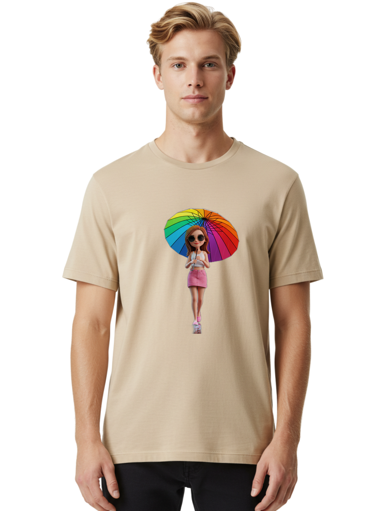 Rainbow-Umbrella-Girl Men'S Graphic Tee, 100% Cotton, Comfortable Casual Summer Wear, Machine Washable, Vintage Camera, Old Camera, Antique Camera, Black Camera, Classic Photography, Photography Equipment, Nostalgic Device, Film Camera, Bai297