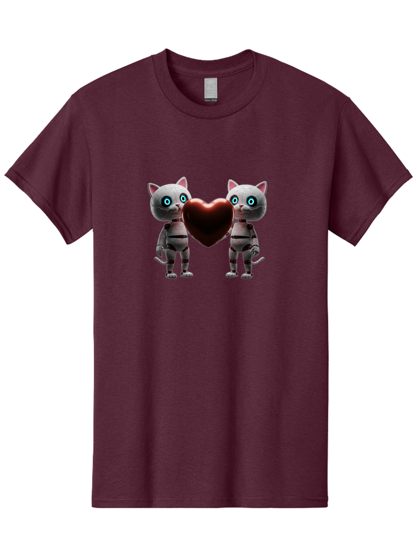 Robotic-Cats-Holding-Heart Men'S Graphic Tee, 100% Cotton, Comfortable Casual Summer Wear, Machine Washable, Vintage Camera, Old Camera, Antique Camera, Black Camera, Classic Photography, Photography Equipment, Nostalgic Device, Film Camera, Bai304