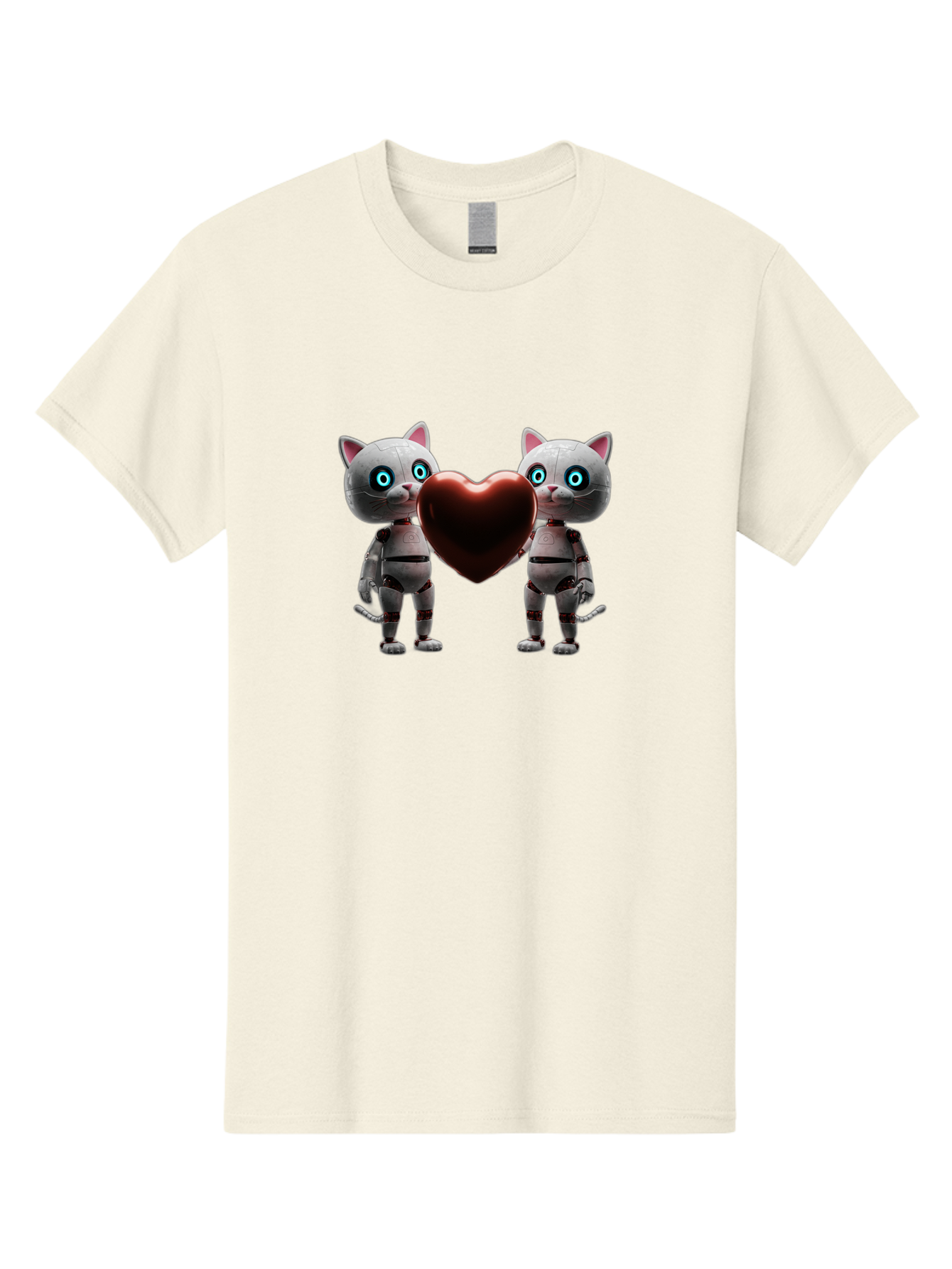 Robotic-Cats-Holding-Heart Men'S Graphic Tee, 100% Cotton, Comfortable Casual Summer Wear, Machine Washable, Vintage Camera, Old Camera, Antique Camera, Black Camera, Classic Photography, Photography Equipment, Nostalgic Device, Film Camera, Bai304