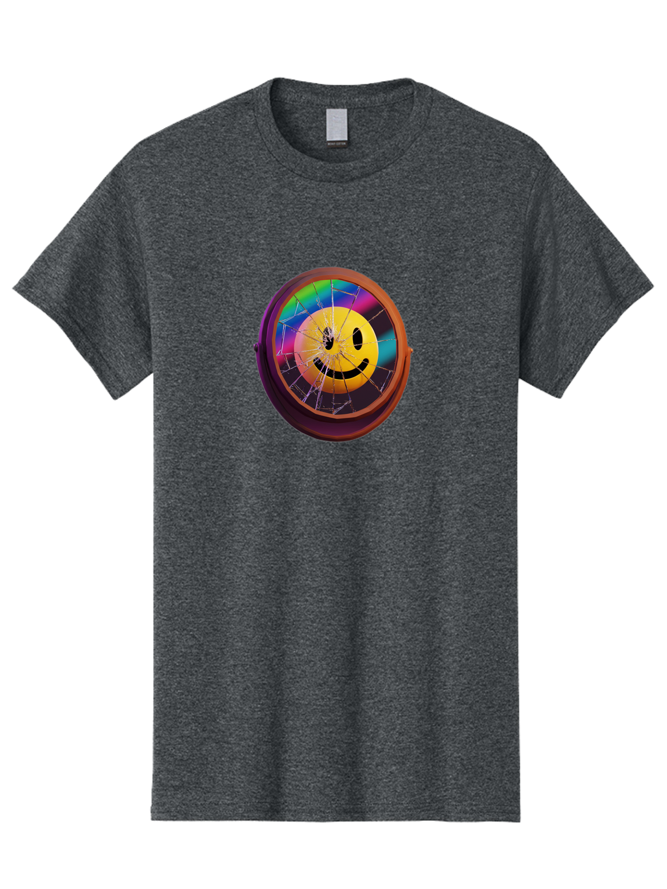 Shattered-Smiley-Face-Cd Men'S Graphic Tee, 100% Cotton, Comfortable Casual Summer Wear, Machine Washable, Vintage Camera, Old Camera, Antique Camera, Black Camera, Classic Photography, Photography Equipment, Nostalgic Device, Film Camera, Bai352